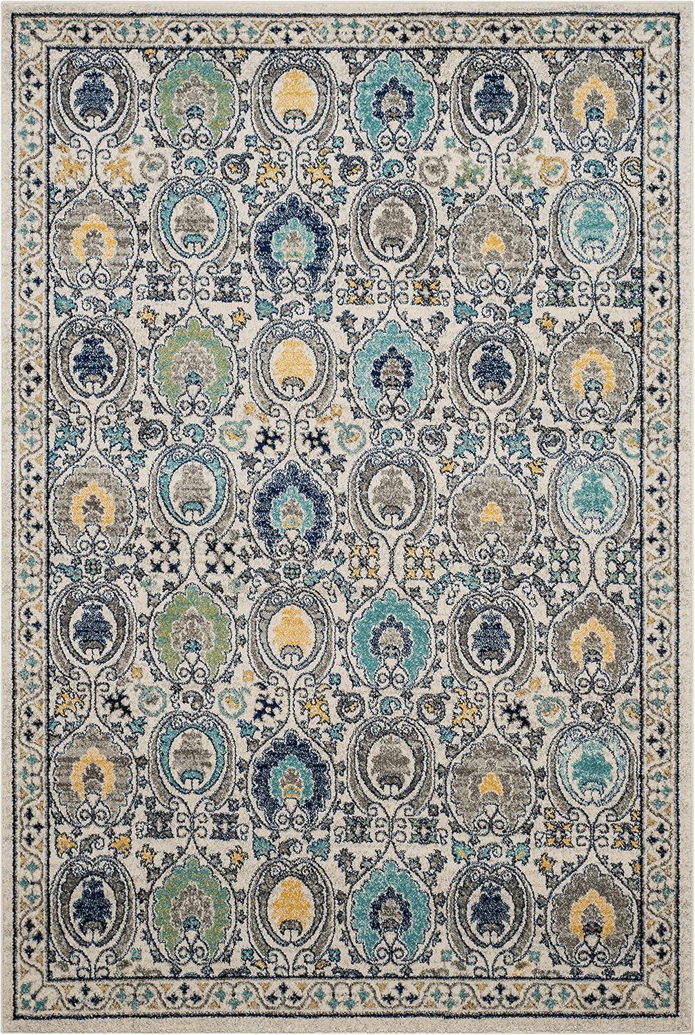 Evoke EVK251 Power Loomed Area Rug - Ivory/Grey - 6'7"x9' - Safavieh.
