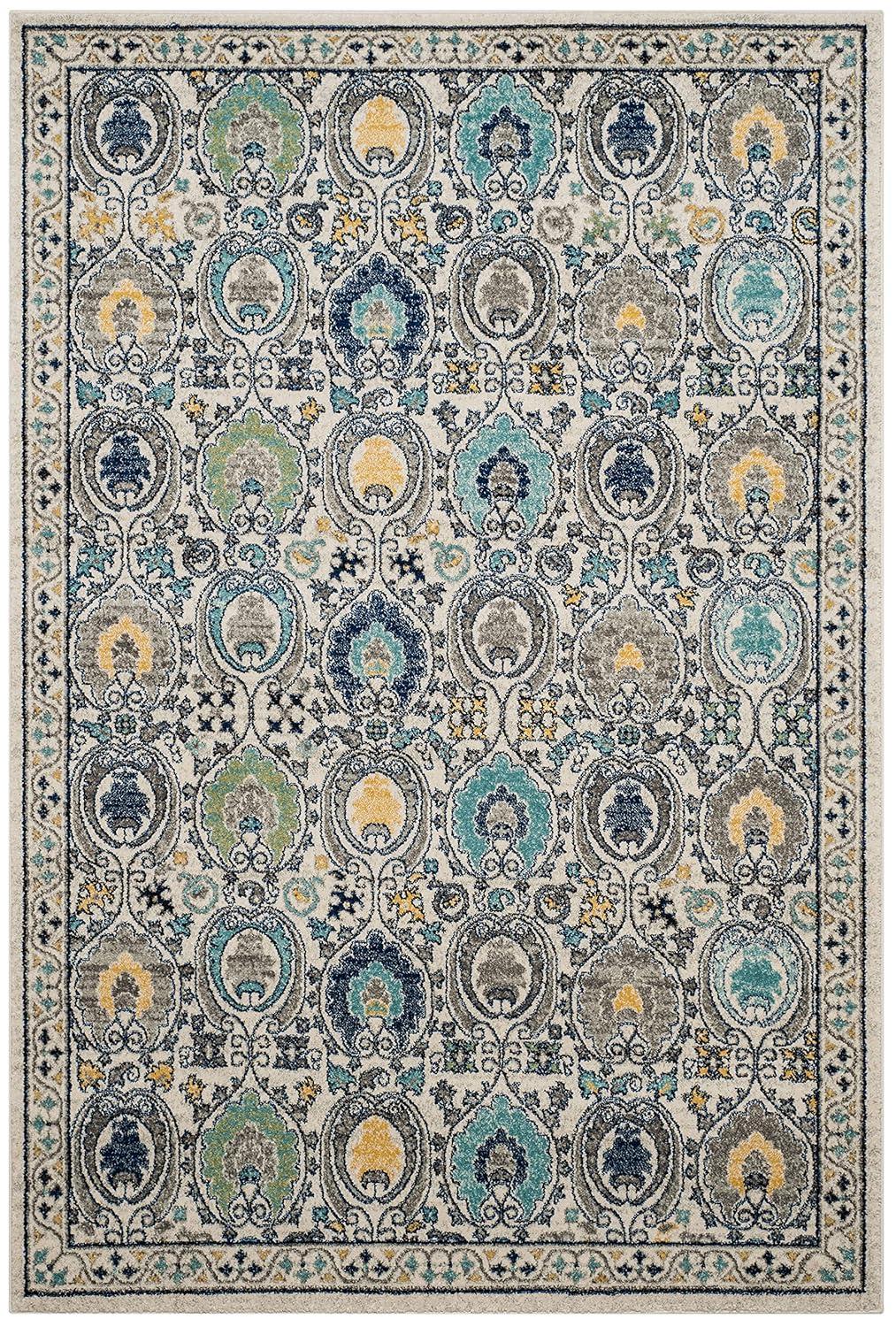 Evoke EVK251 Power Loomed Area Rug - Ivory/Grey - 6'7"x9' - Safavieh.