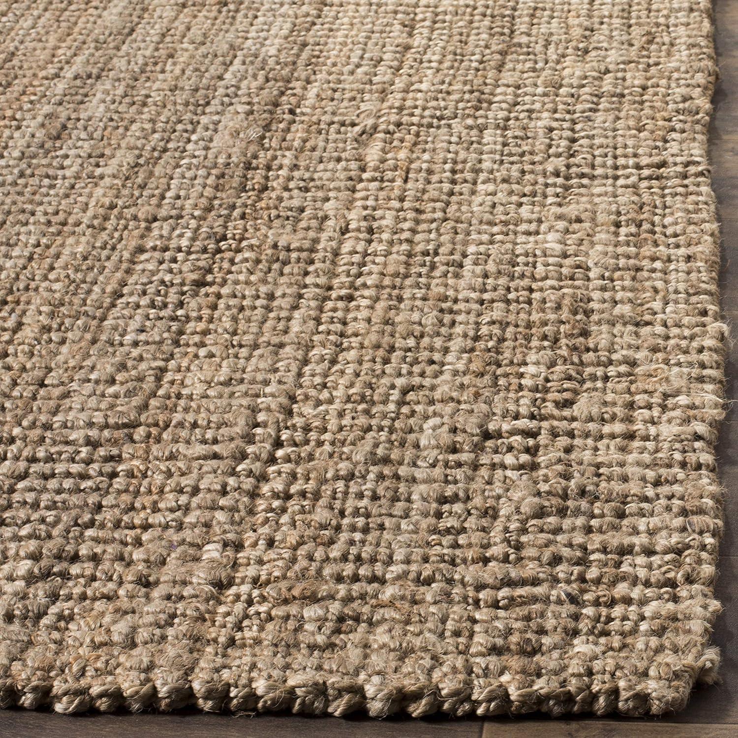 Handmade Natural Grey Jute Square Area Rug, 4' x 4'