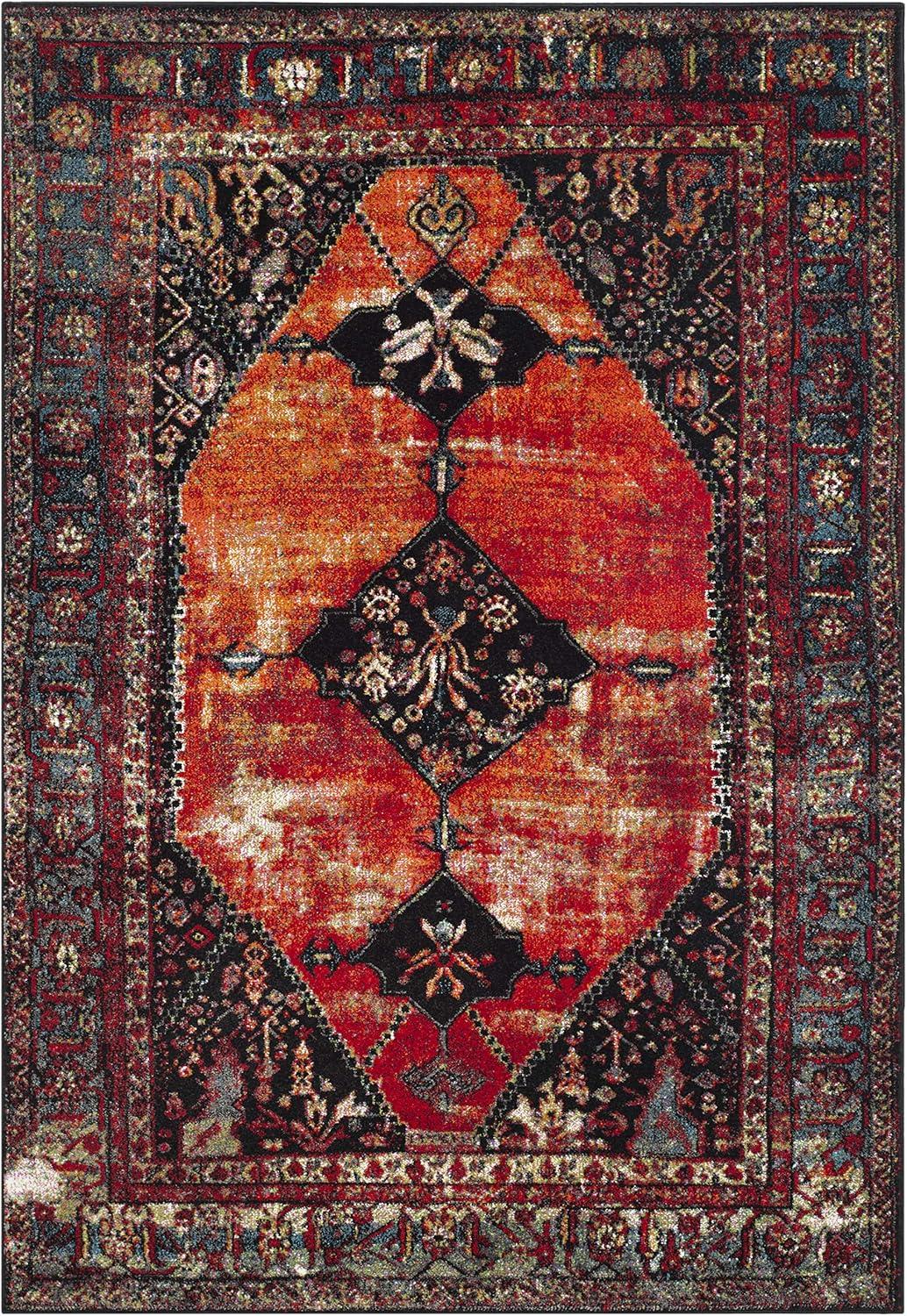 Vintage Hamadan VTH217 Power Loomed Indoor Area Rug - Orange/Multi - 4'x6' - Safavieh