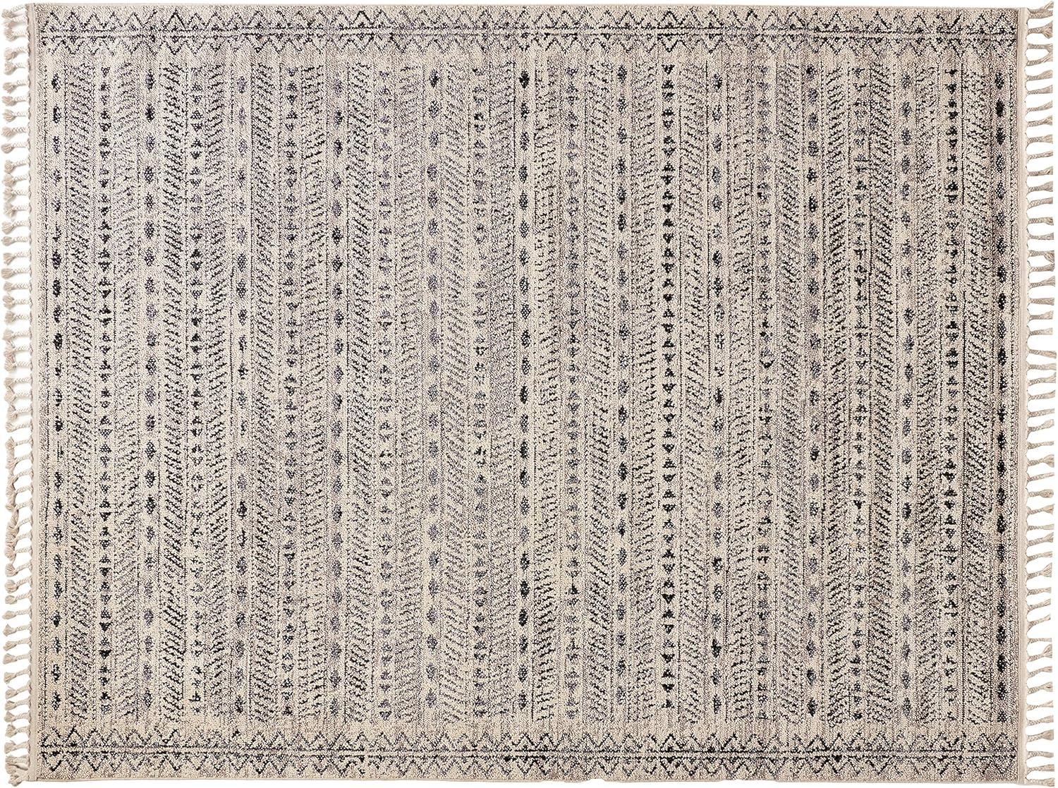 Ivory Geometric Reversible 8' x 10' Synthetic Area Rug