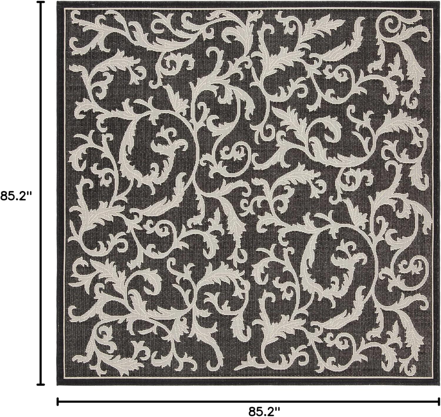 Courtyard CY2653 Power Loomed Indoor and Outdoor Area Rug - Black/Sand - 7'10"x7'10" - Safavieh