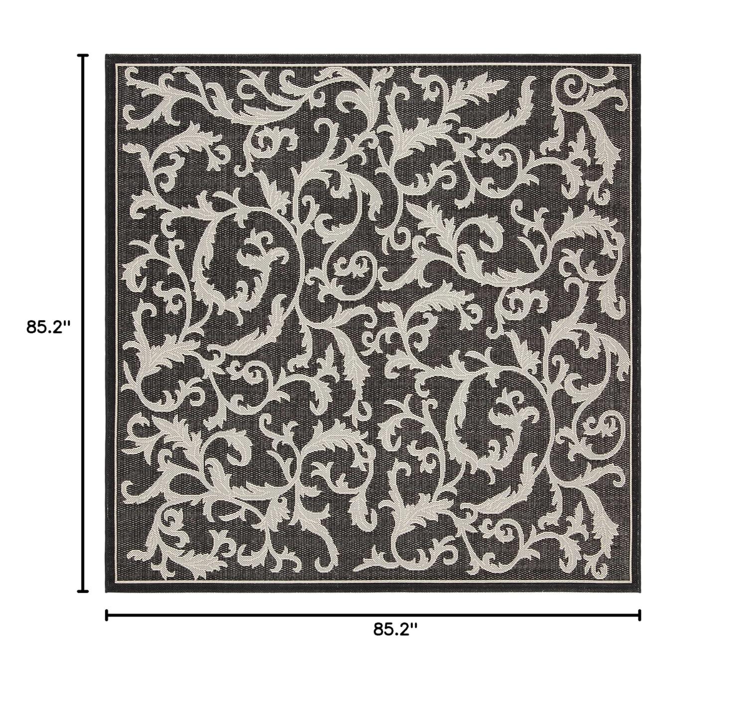 Courtyard CY2653 Power Loomed Indoor and Outdoor Area Rug - Black/Sand - 7'10"x7'10" - Safavieh