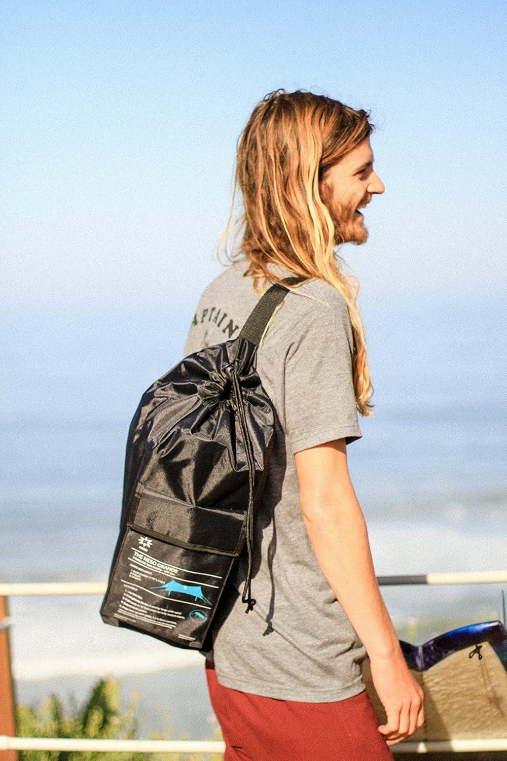 Large Blue Nylon Beach Tent with Aluminum Poles