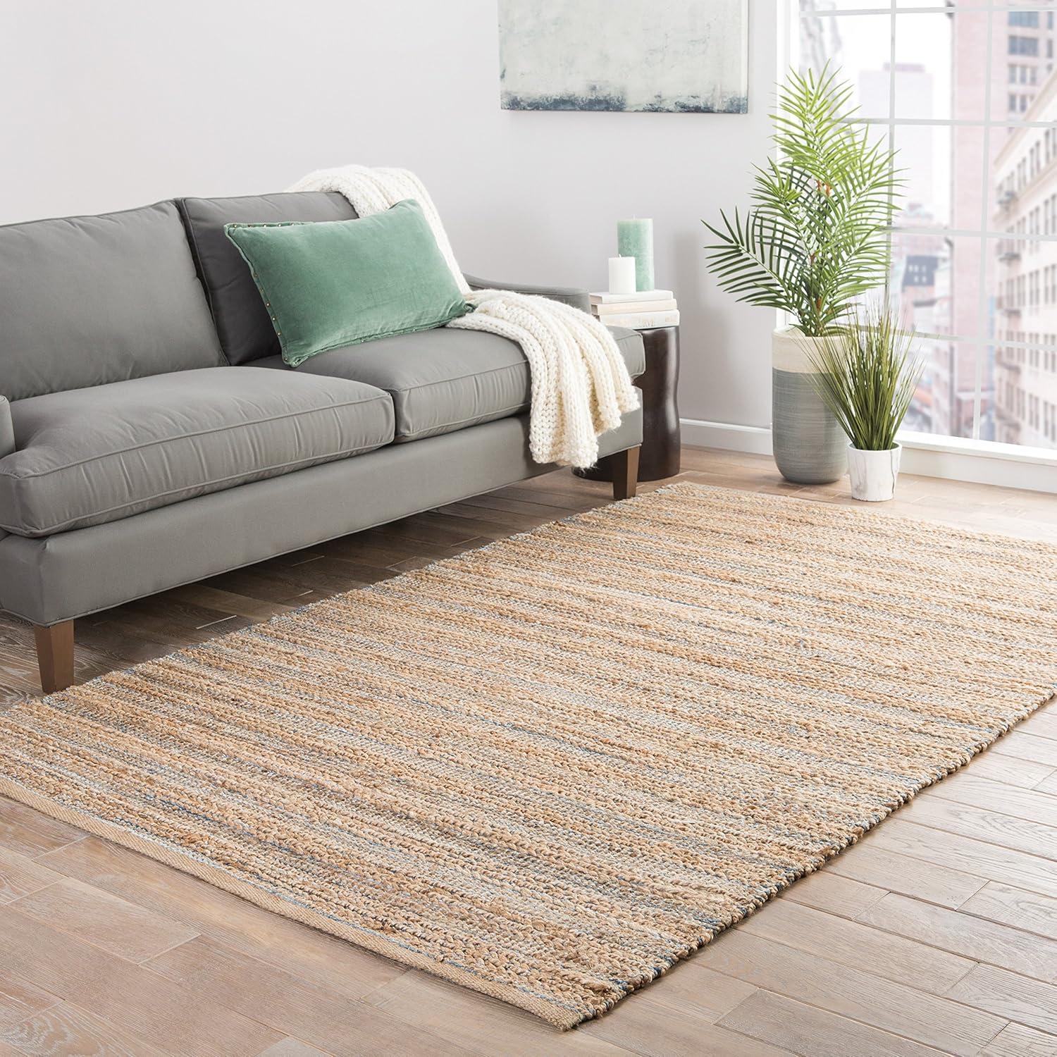 Almond Buff Coastal Hand-Knotted Jute Area Rug, 3'6"x5'6"