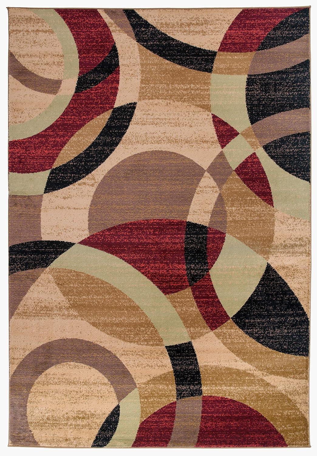 World Rug Gallery Geometric Circles Multi 7'10" x 10'2" Indoor Area Rug
