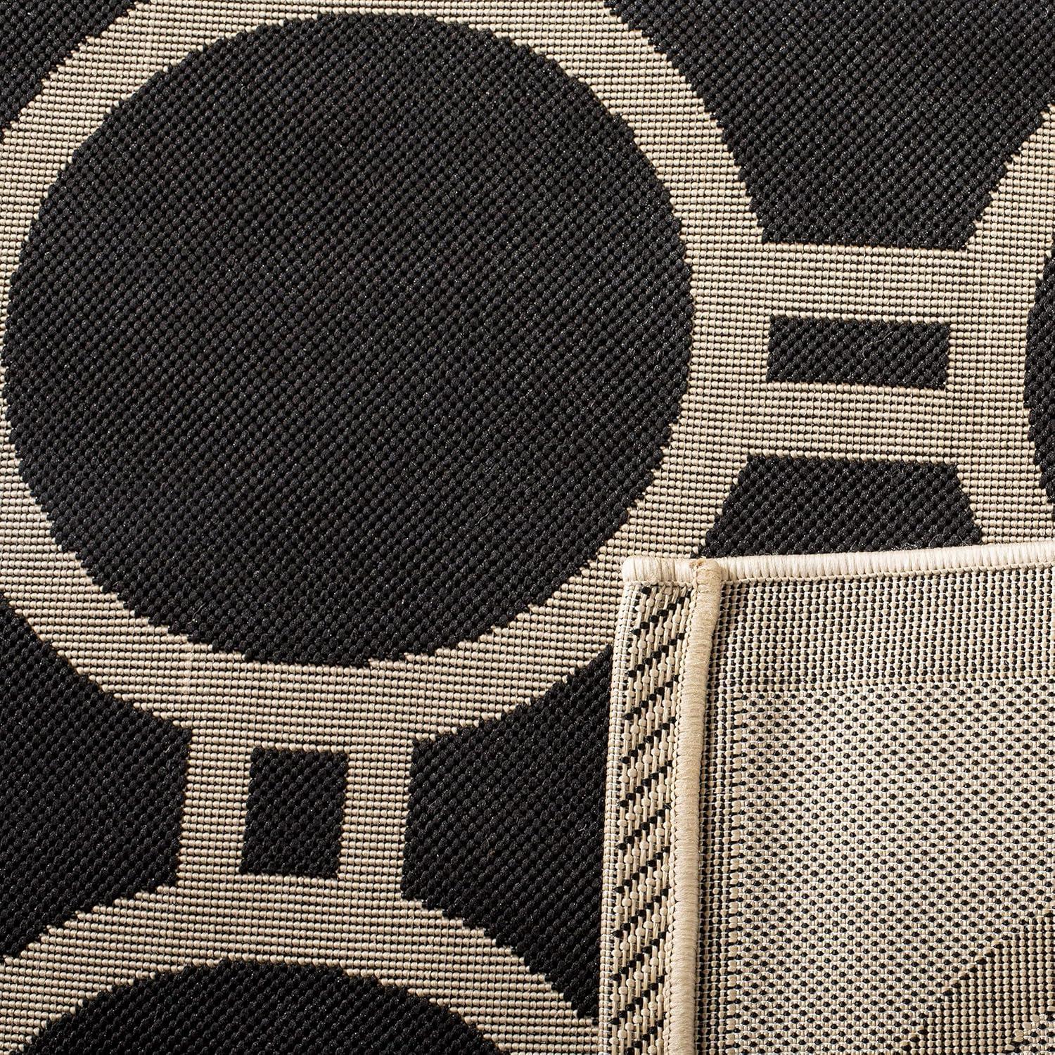 Courtyard CY6924 Power Loomed Indoor/Outdoor Area Rug - Black/Beige - 7'1x7'1 - Safavieh.