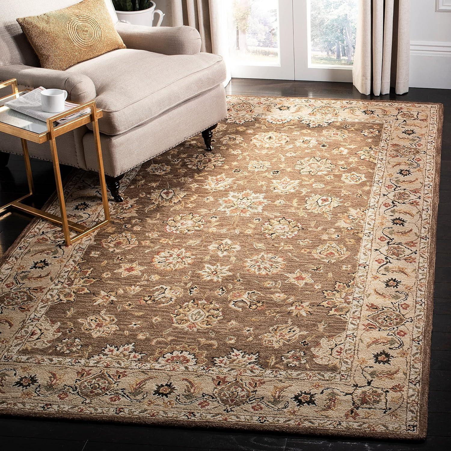 SAFAVIEH Chelsea Kaeden Floral Wool Runner Rug, Brown/Ivory, 2'6" x 12'