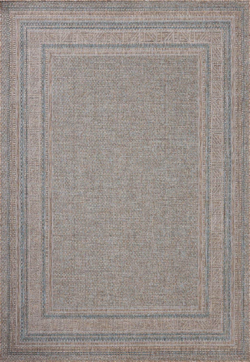 Topanga III Indoor / Outdoor Rug by Amber Lewis x Loloi - Natural and Teal / 3'11" x 5'11"