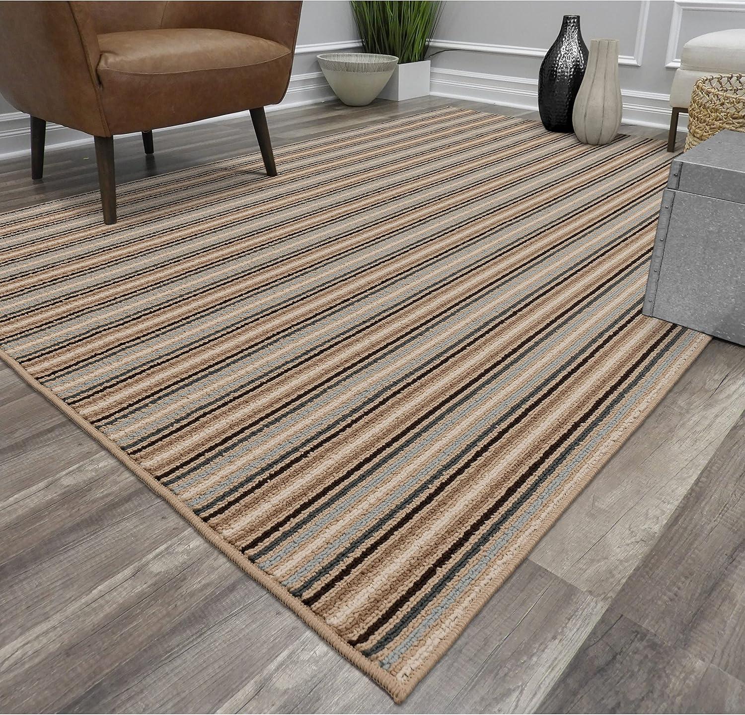 Nantucket Stripe Earth Tone Tufted Area Rug 3' x 5'