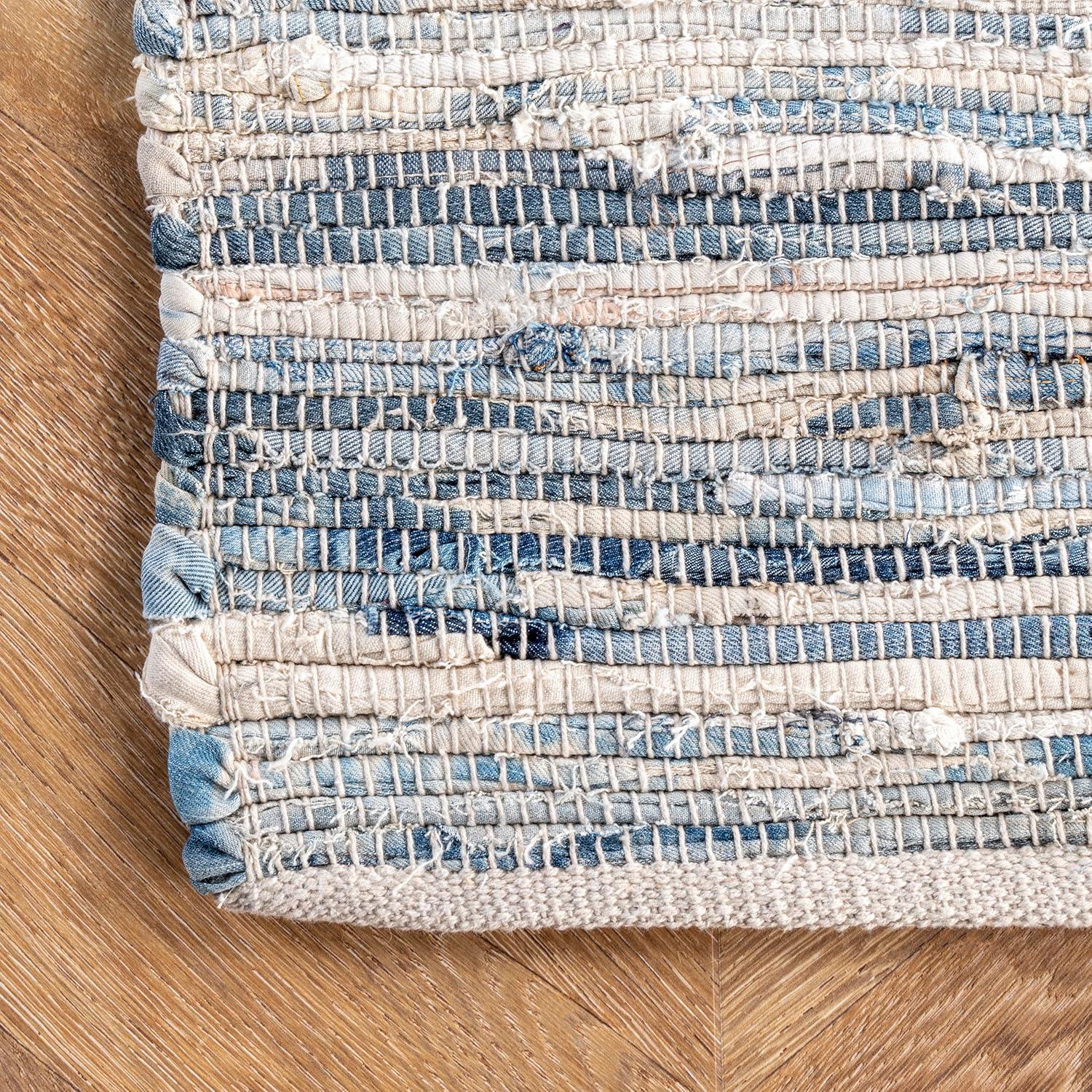 Nuloom Maile Cotton Kitchen Runner Indoor Area Rug - Hallway, Entryway, 2' 6" x 8', Blue