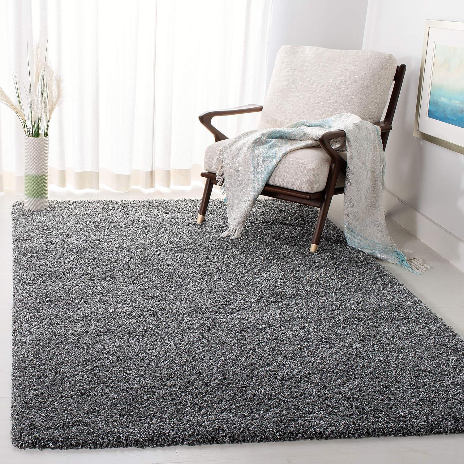 Evolution Shag 500 EVO520 Power Loomed Indoor Area Rug - Dark Grey - 6'7"x6'7" - Safavieh