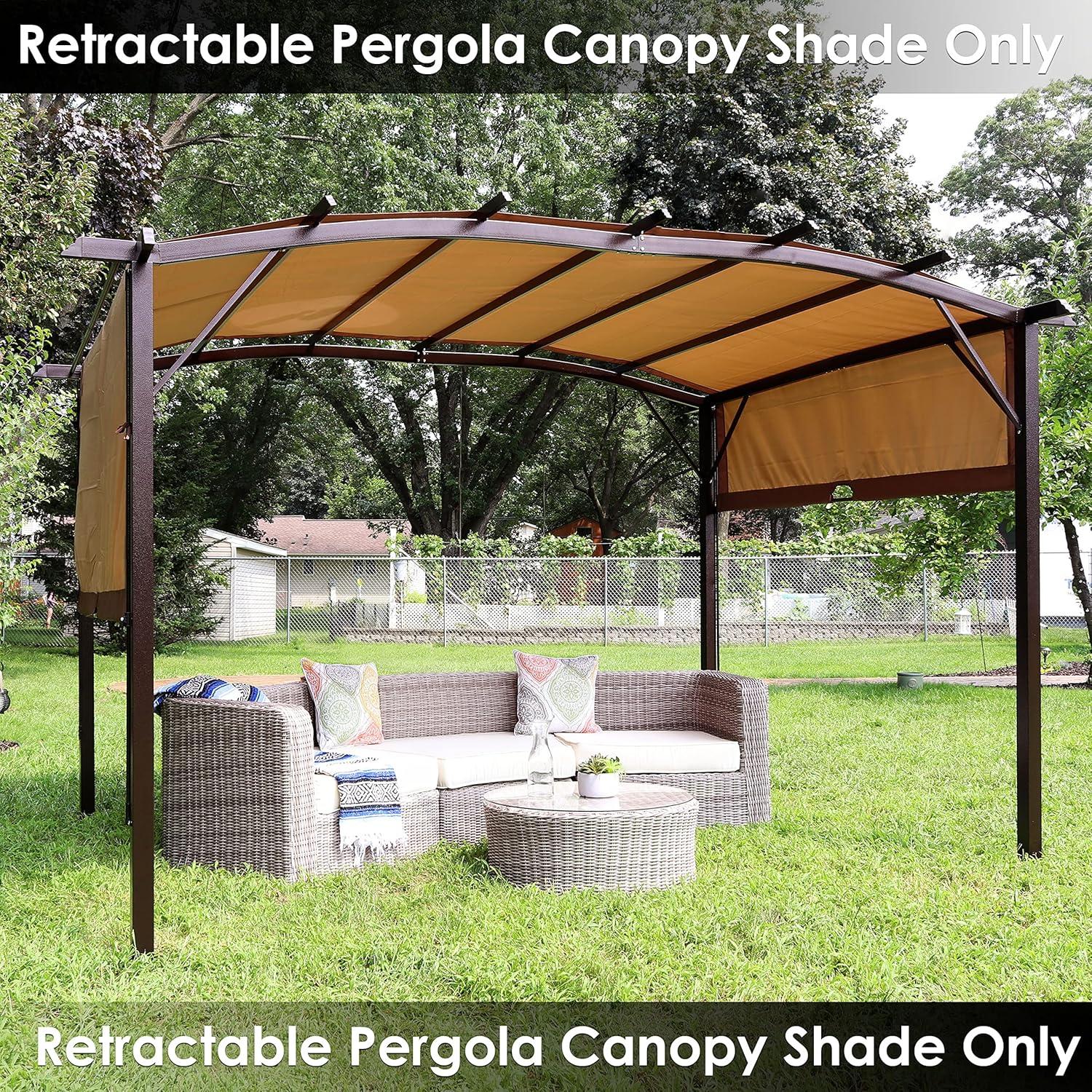 Sunnydaze 9 x 12 Polyester Retractable Pergola Canopy Shade