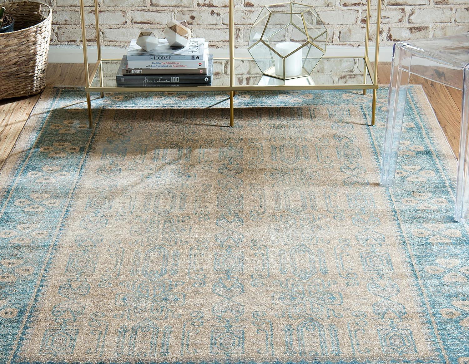 Unique Loom 4' 1 x 6' 1 Beige Salzburg Aigen Area Rug