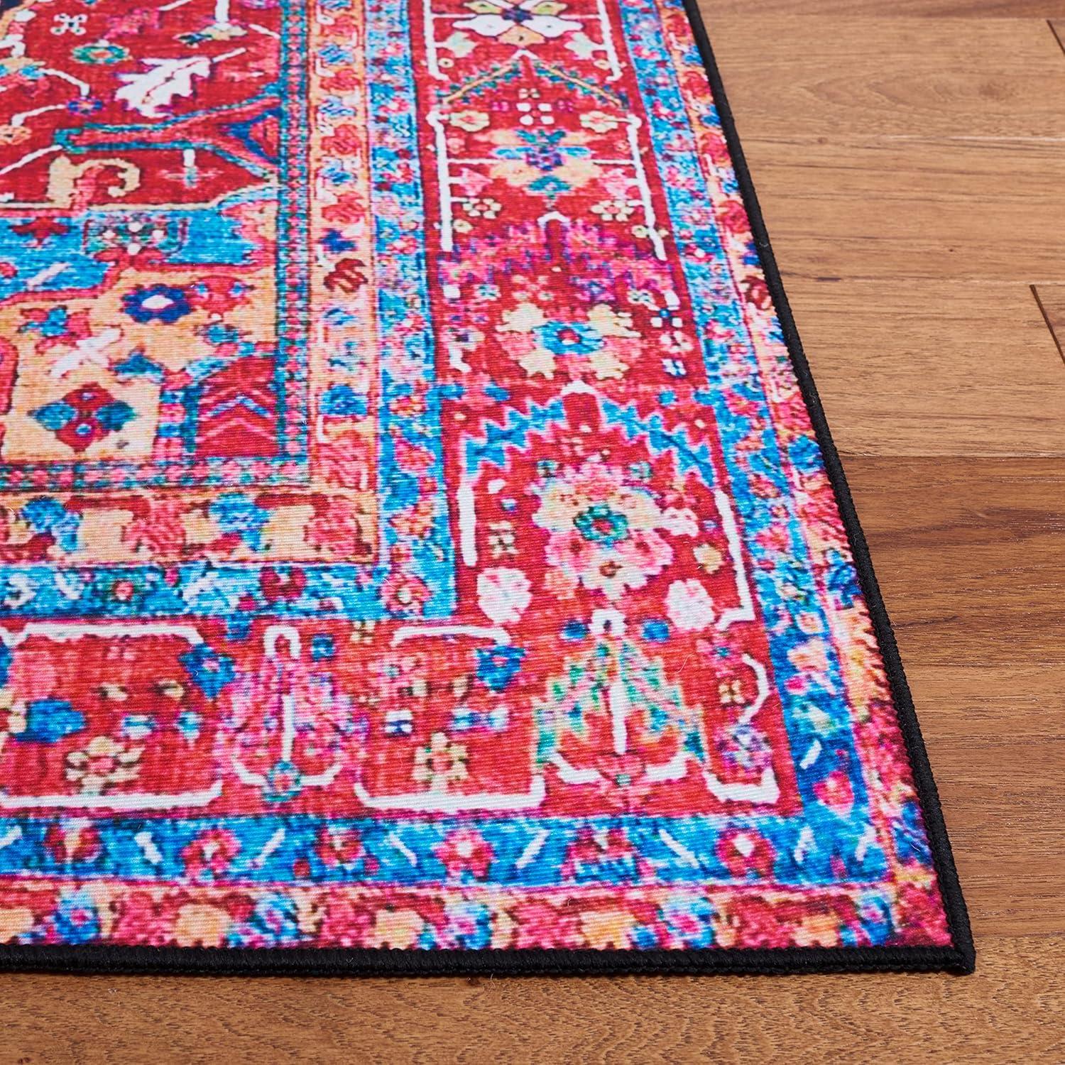 Tucson TSN121 Power Loomed Machine Washable Area Rug - Navy/Red - 3'x5' - Safavieh.