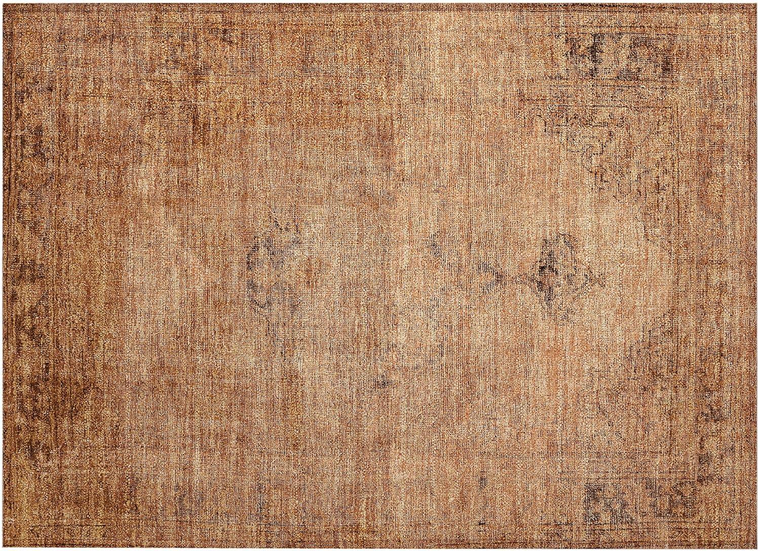 Copper Rectangular Machine-Washable Oriental Area Rug