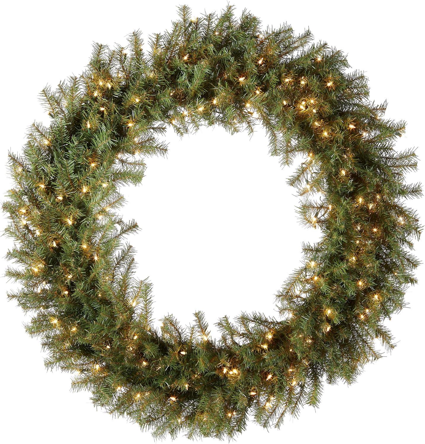 48" Green Norwood Fir Artificial Christmas Wreath with Clear Lights