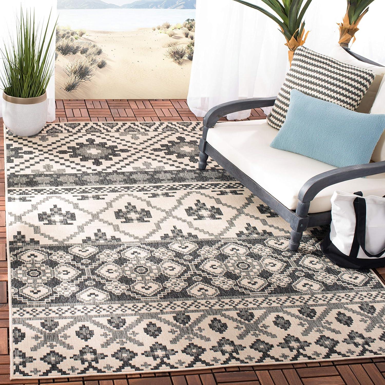 Veranda VER097 Power Loomed Indoor and Outdoor Area Rug - Green/Terracotta - 5'3"x7'7" - Safavieh.