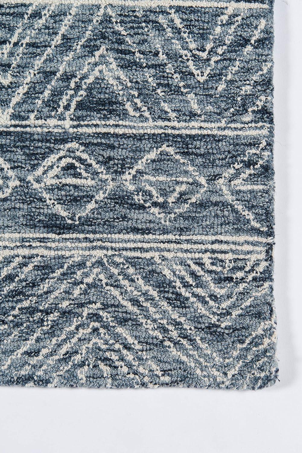 3'6"x5'6" Mallorca Evalyn Area Rug Denim - Momeni: Wool, Geometric, Bohemian, Handmade, Low Pile, Indoor Use