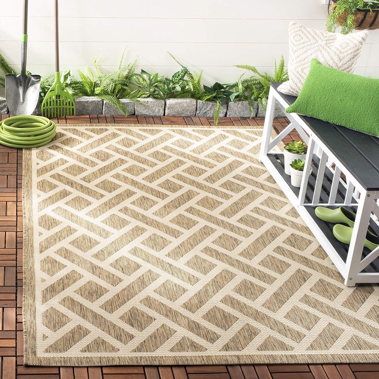 Courtyard CY6306 Power Loomed Indoor/Outdoor Area Rug - Brown/Light Beige - 5'3"x7'7" - Safavieh.