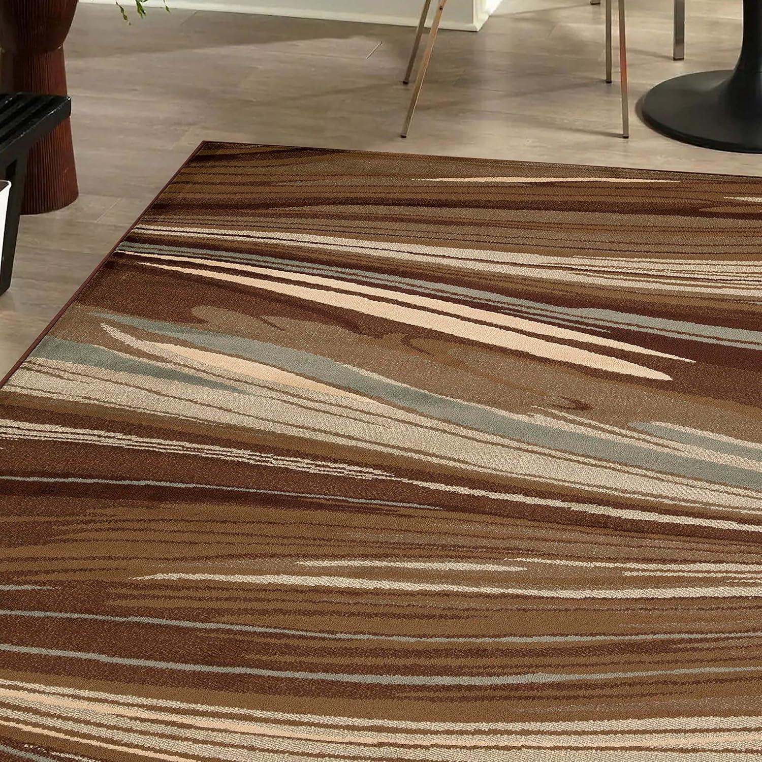 Superior Modern, Contemporary, Transitional Multi-Colored Wavy Line Area Rug, 8' x 10'