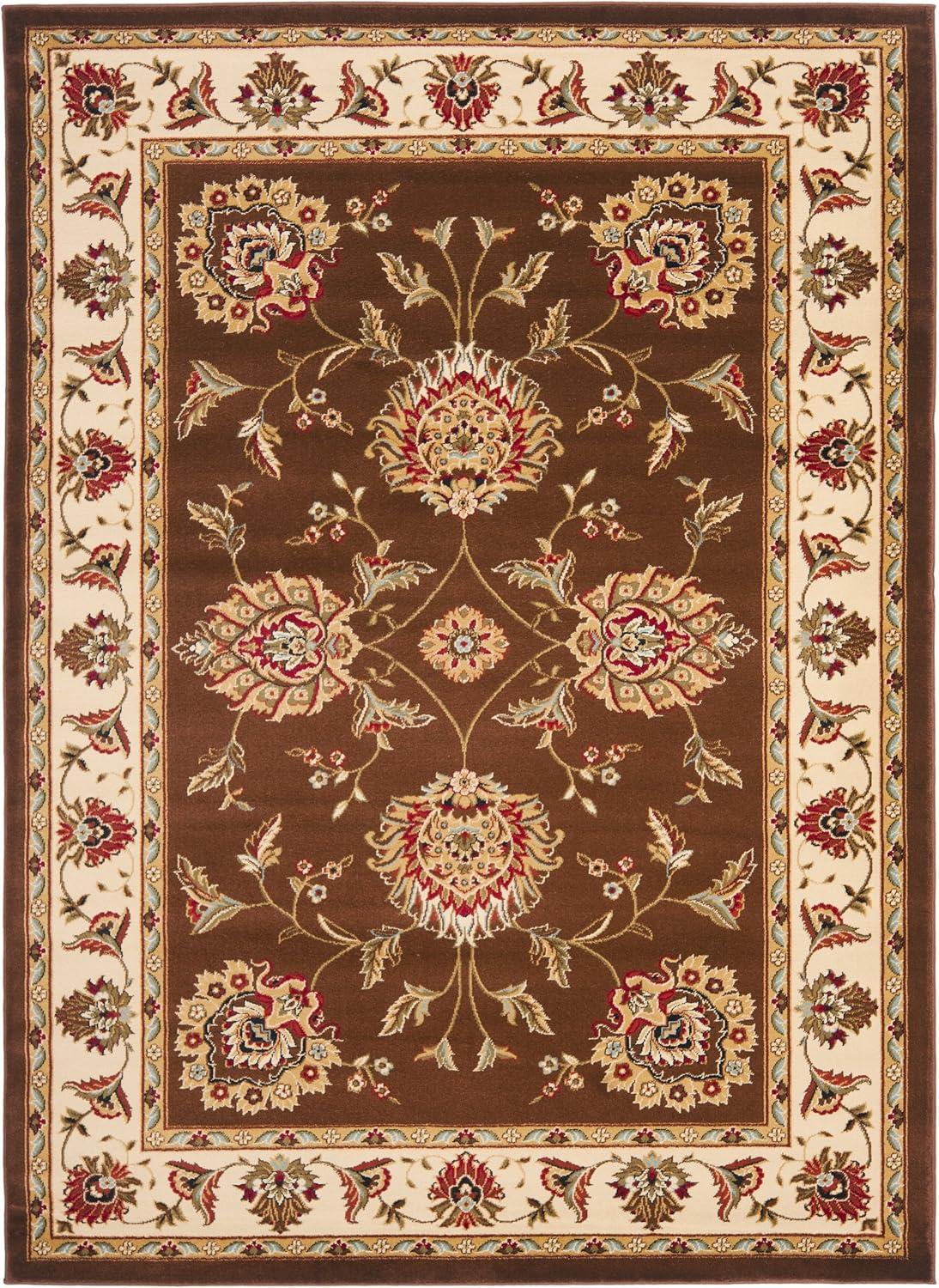 Lyndhurst LNH555 Power Loomed Area Rug - Brown/Ivory - 6'7"x9'6" - Safavieh.