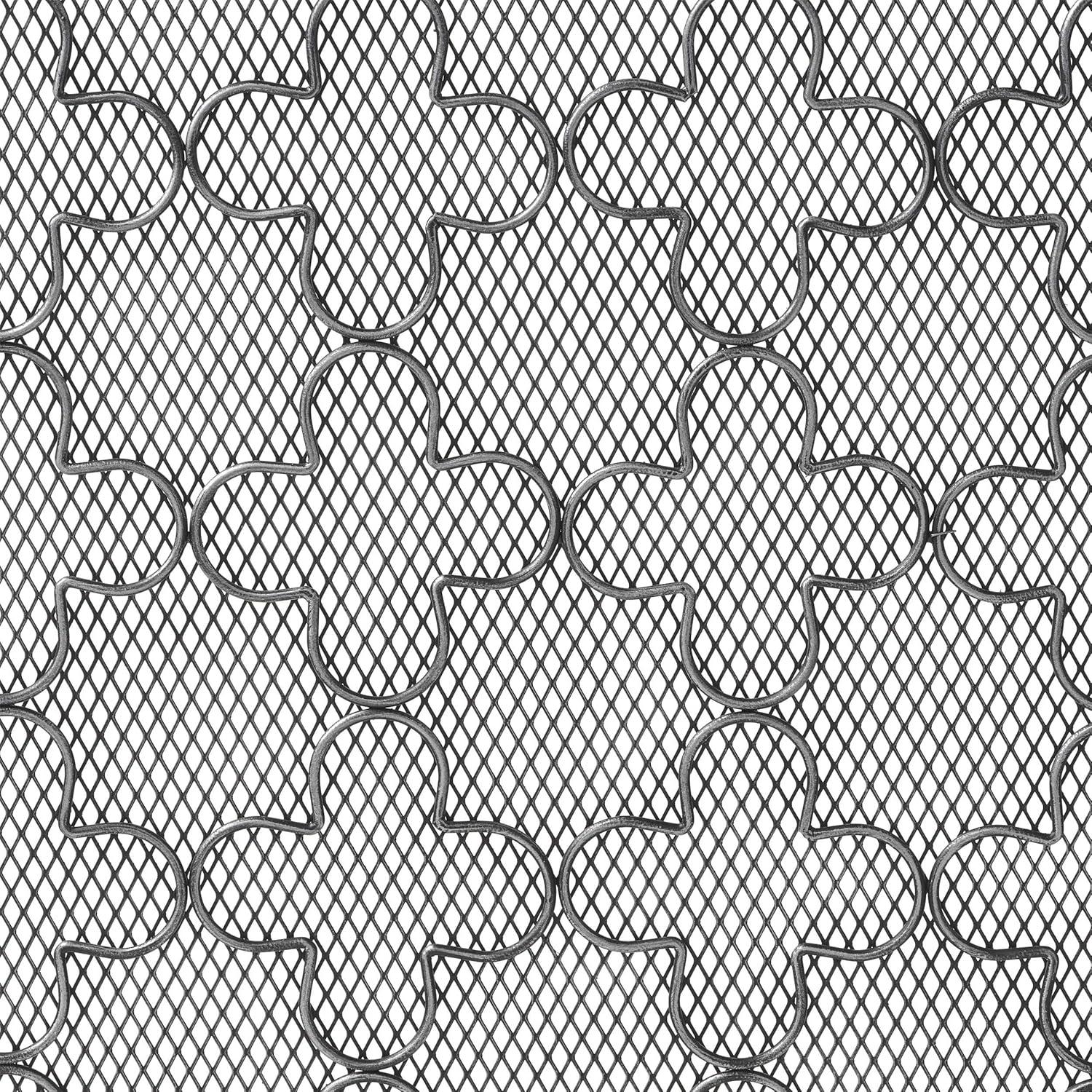 GDF Studio Pepperwood Modern Single Panel Iron Fireplace Screen, Black Brushed Silver