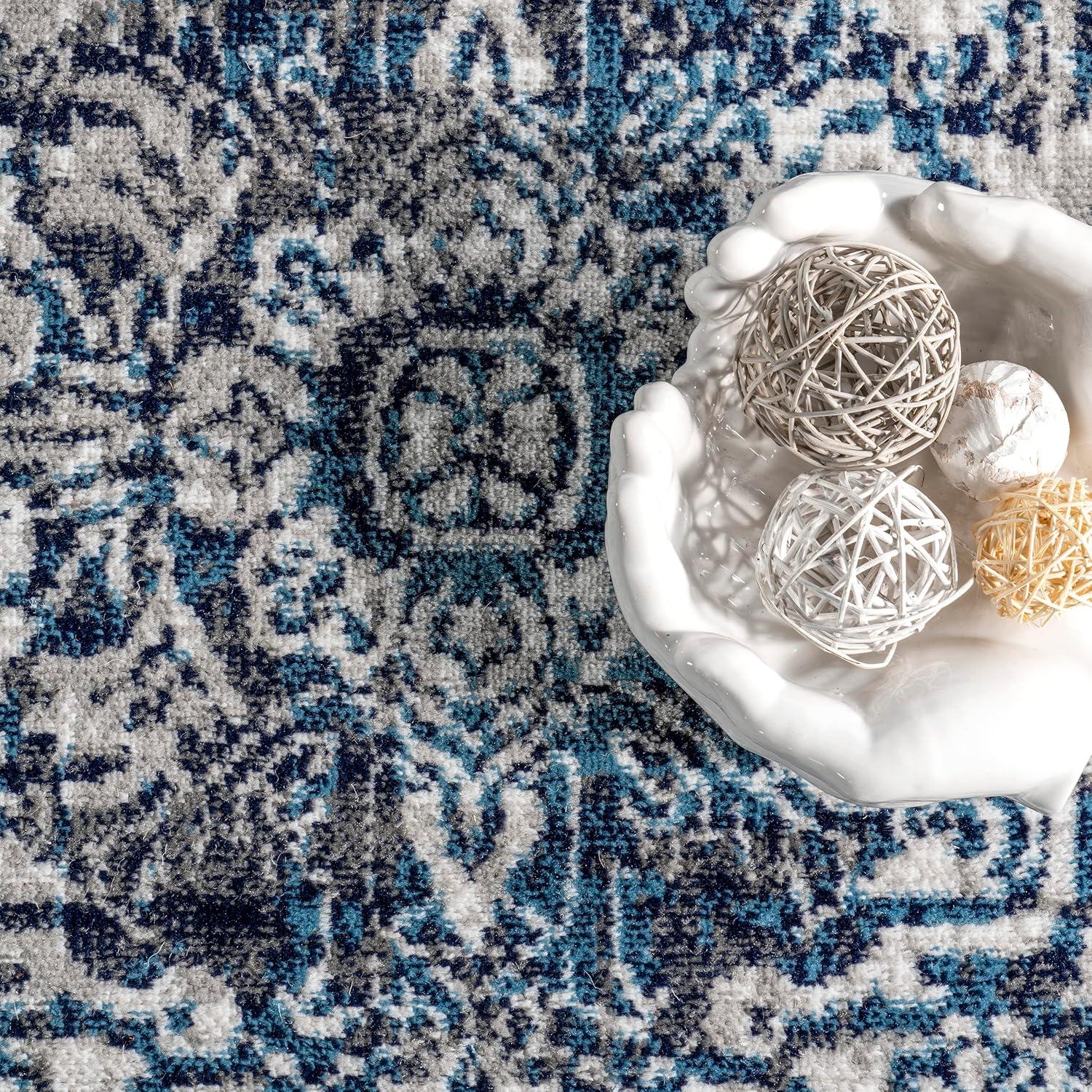 Nuloom Maryanne Geometric 9x12 Indoor Area Rug for Living Room Bedroom Dining Room Kitchen, Blue/Ivory