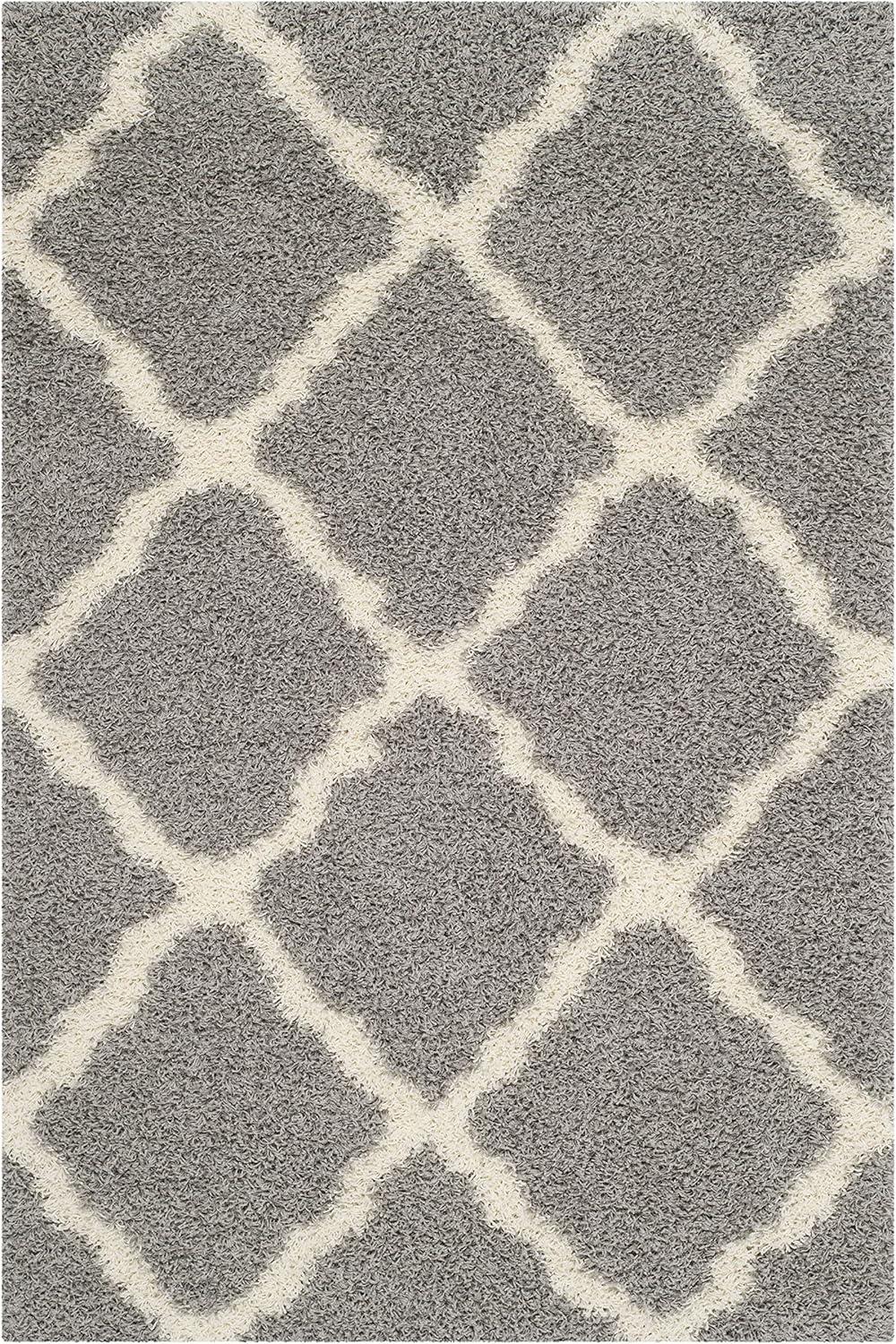 SAFAVIEH Dallas Logan Geometric Shag Area Rug, Grey/Ivory, 5'1" x 7'6"