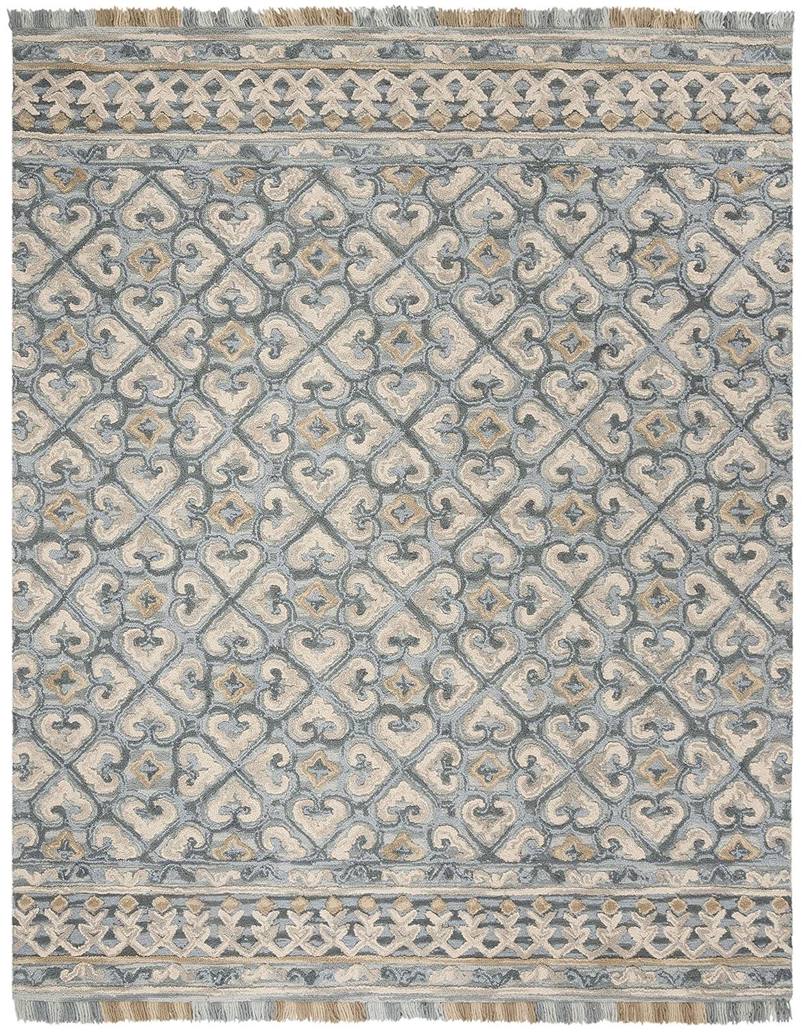 Blossom BLM420 Hand Tufted Area Rug - Light Beige/Blue - 8'x10' - Safavieh.
