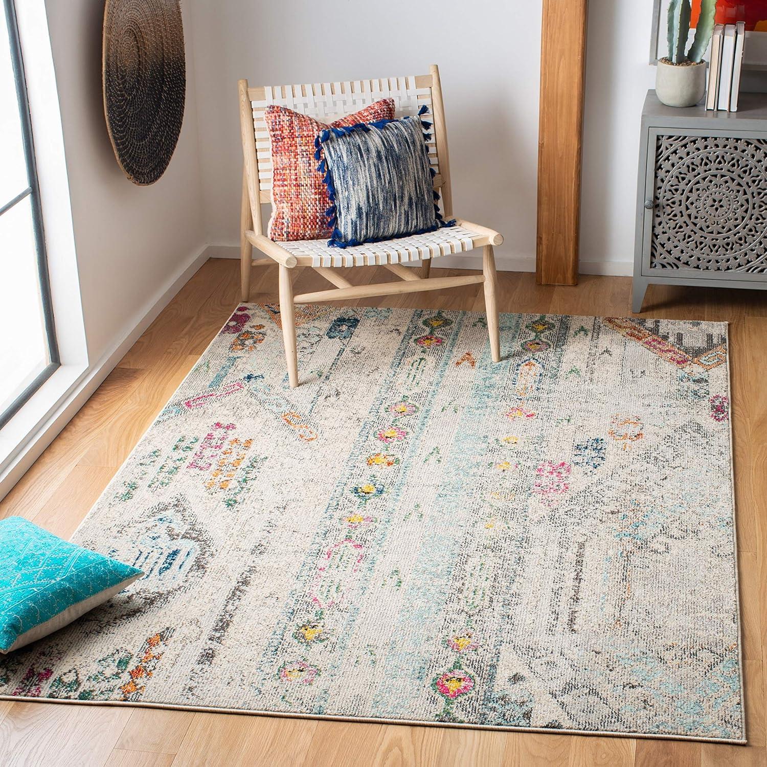 Madison MAD422 Power Loomed Indoor Area Rug - Green/Orange - 5'3"x7'6" - Safavieh