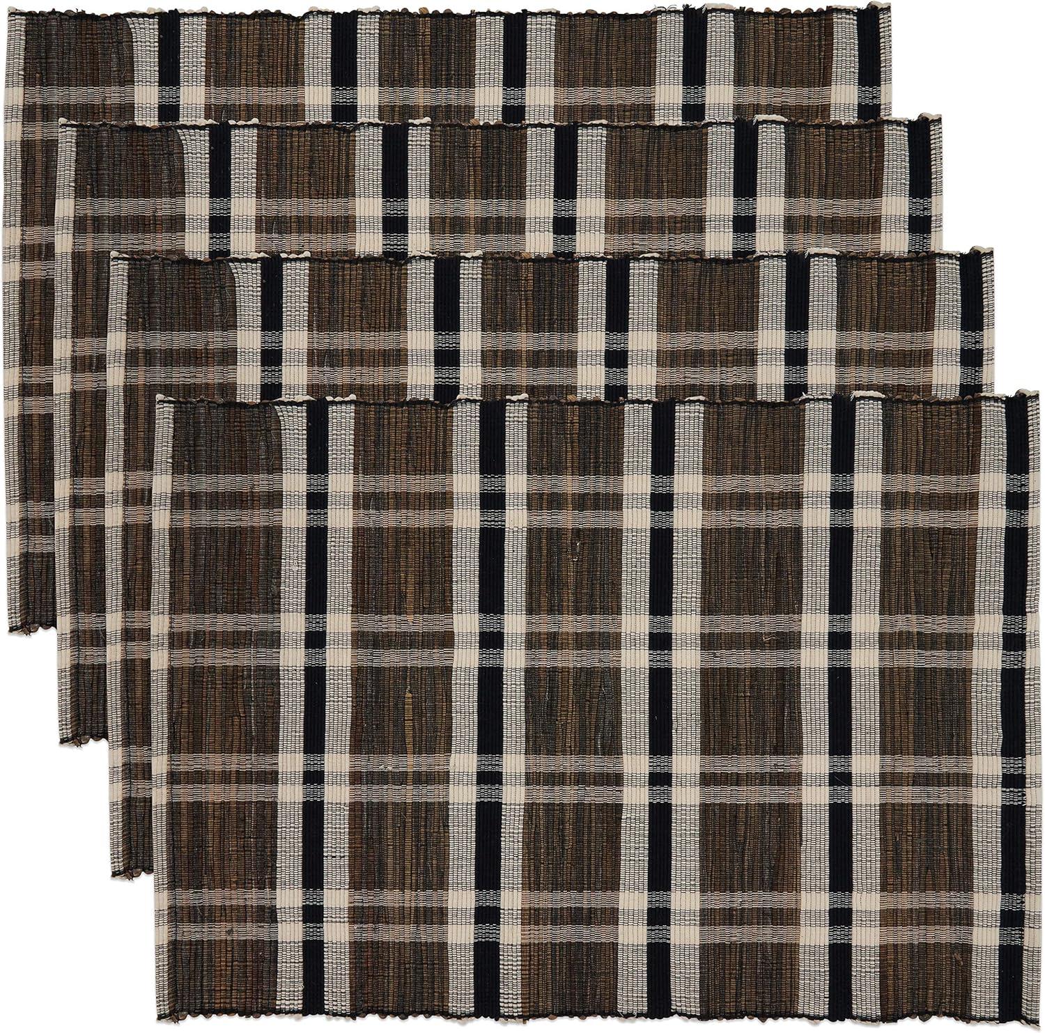 Saro Lifestyle Plaid Woven Water Hyacinth Placemat (Set of 4)