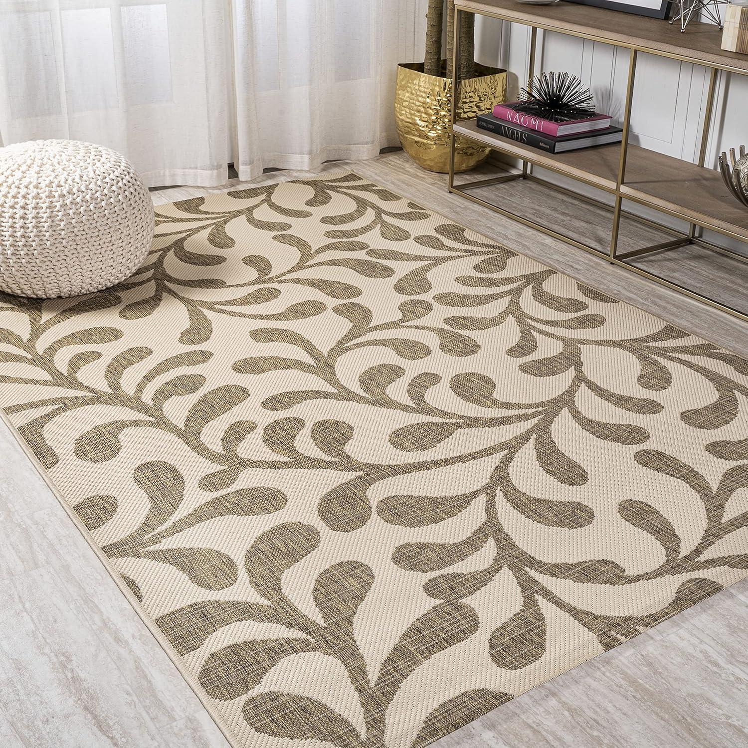 8'x10' Vine All Over Indoor/Outdoor Area Rug, Brown/Beige - JONATHAN Y