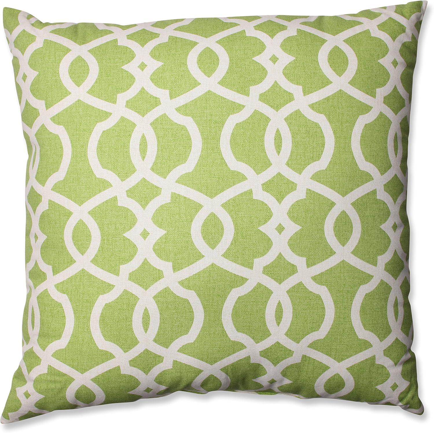 Green and Off-White Damask Square Floor Pillow