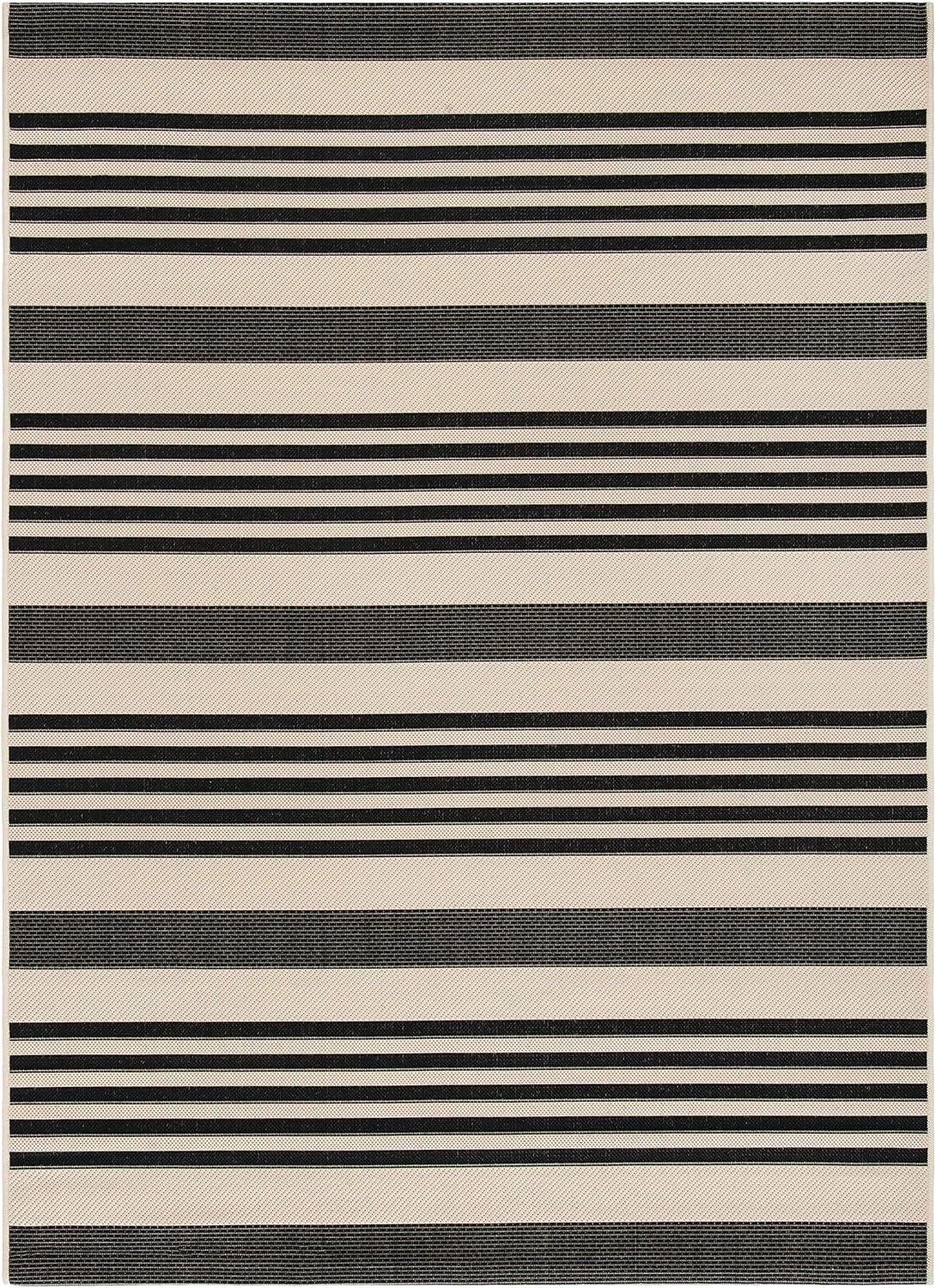 Courtyard CY6062 Power Loomed Indoor/Outdoor Area Rug - Black/Bone - 5'3"x7'7" - Safavieh.