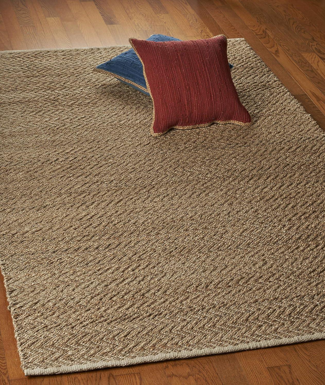 LR Home 5x8 Scalloped Natural Jute Indoor Area Rug for Home Decor | Classic Rugs for Bedroom, Living Room, Playroom, Entryway | Modern Farmhouse Boho Area Rug for Room Decor | Tan