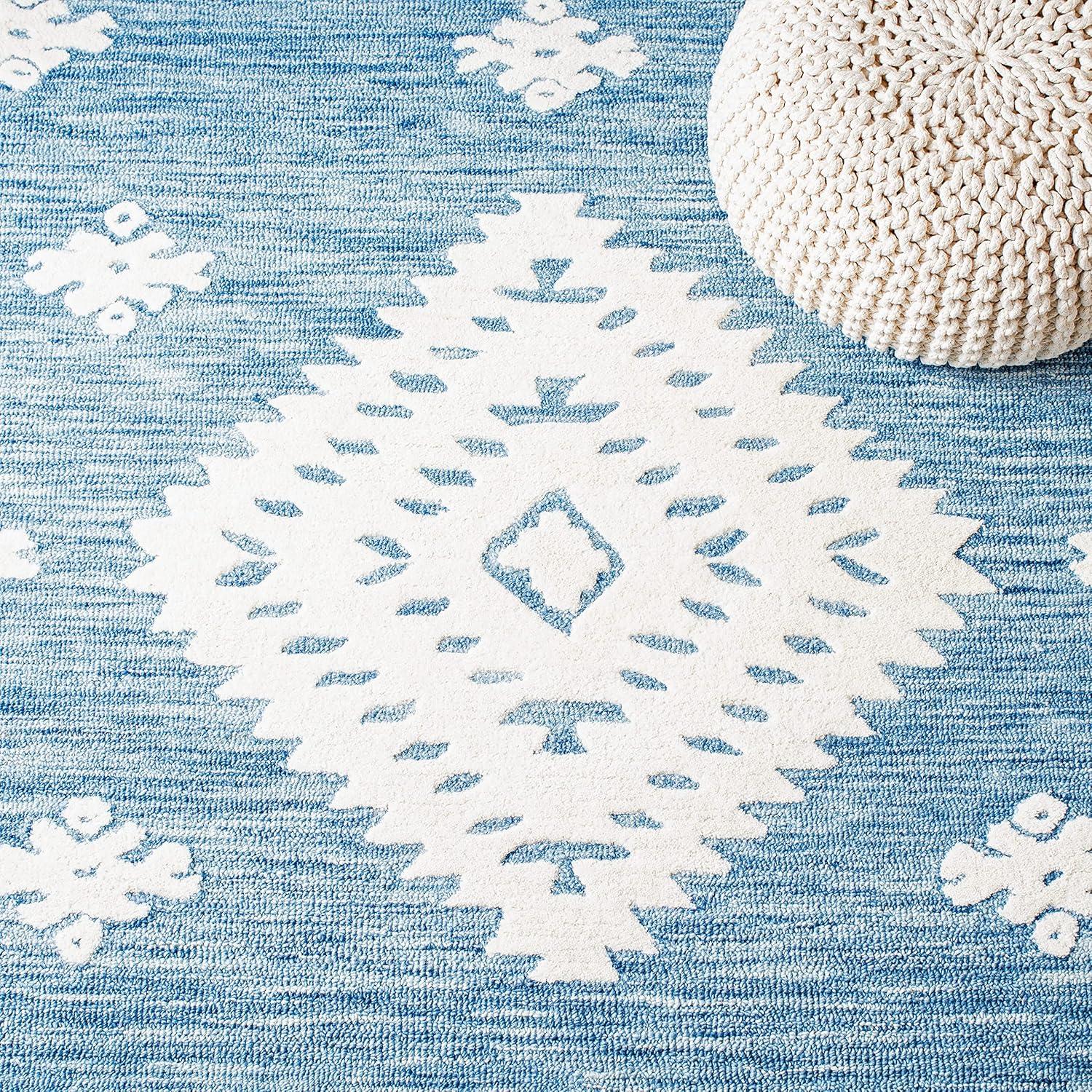 Aspen APN550 Hand Tufted Indoor Runner Rug - Blue/Ivory - 2'3"x9' - Safavieh