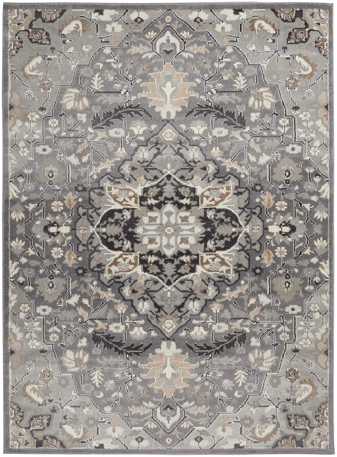 Nourison Elation Floral Medallion Indoor Rug Ivory Blue 7'10" x 9'10"