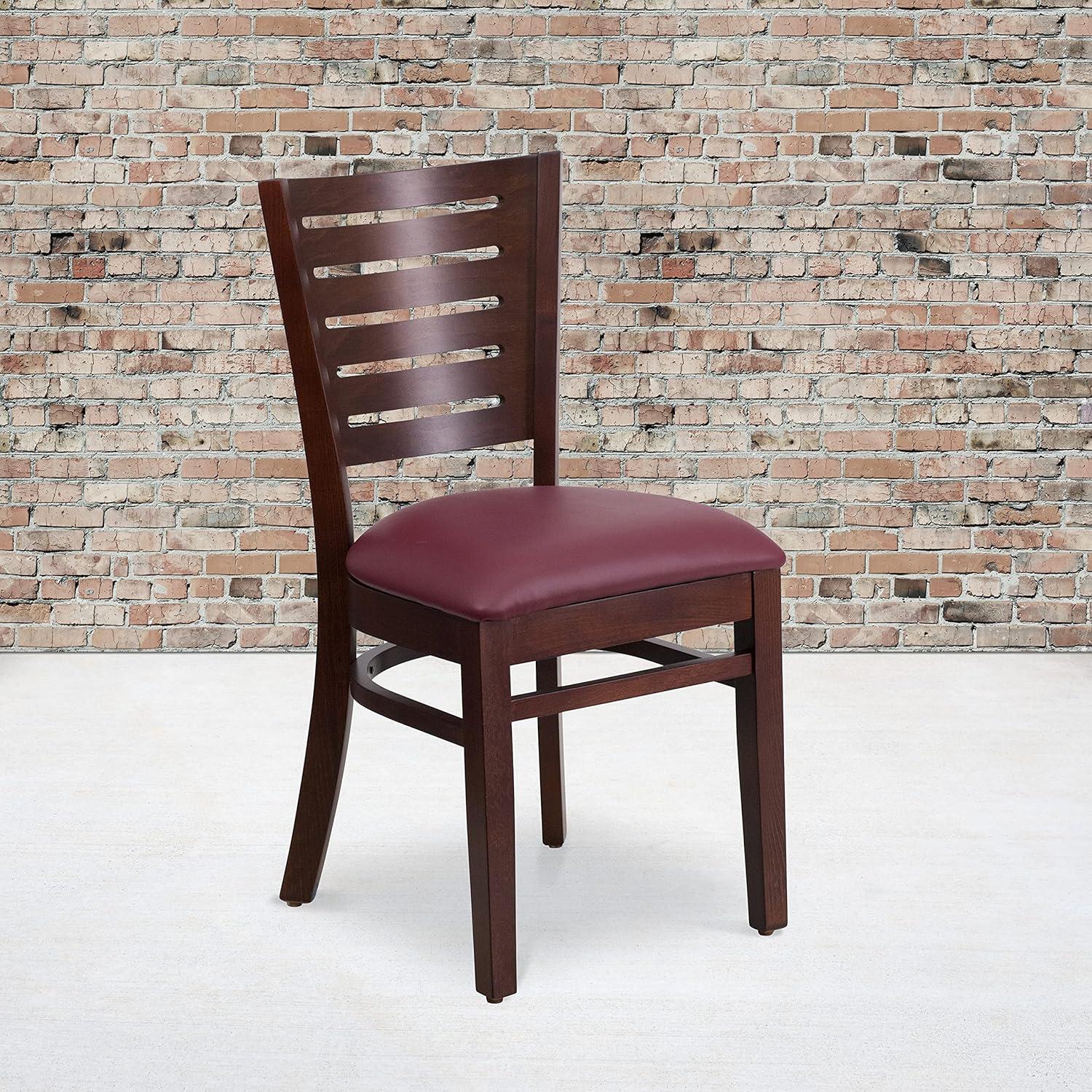Flash Furniture Darby Series Slat Back Walnut Wood Restaurant Chair