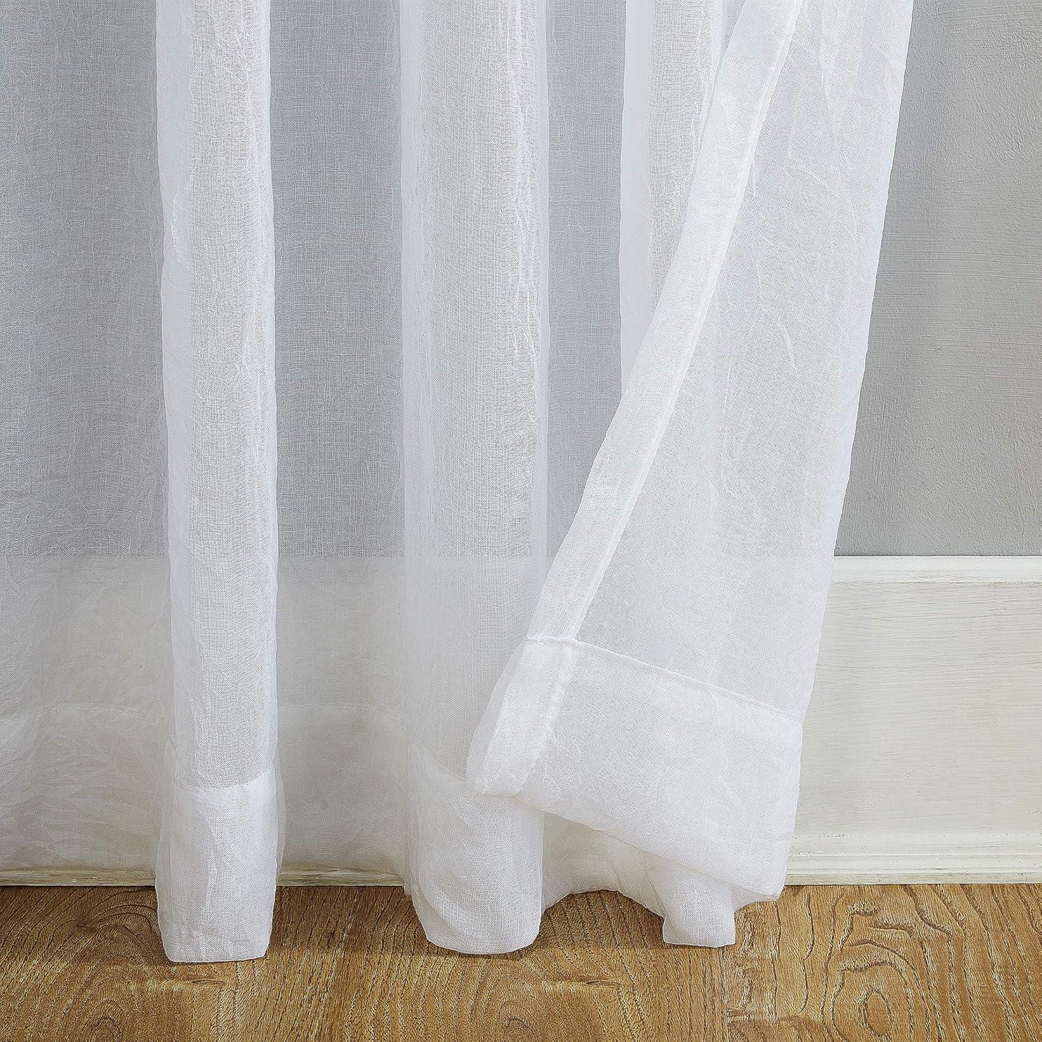 50"x120" No. 918 Sheer Avril Crushed Texture Rod Pocket Curtain Panel White: Light Filtering, Polyester, Machine Washable