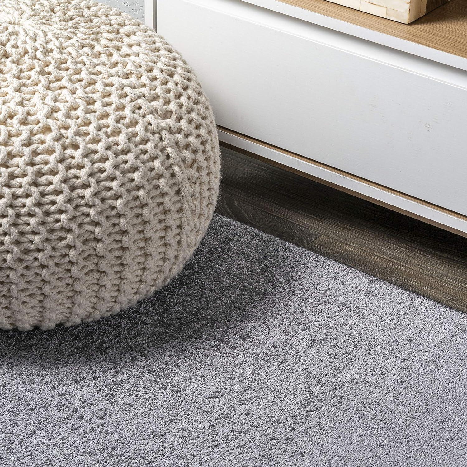 3'x5'Oval  Haze Solid Low-Pile, Gray - JONATHAN Y