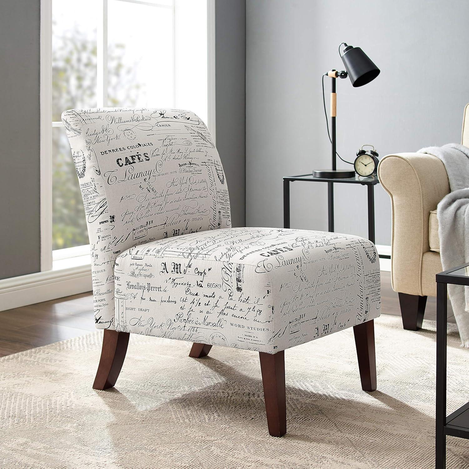 Lily Traditional Slipper Upholstered Sailing Accent Chair Script - Linon