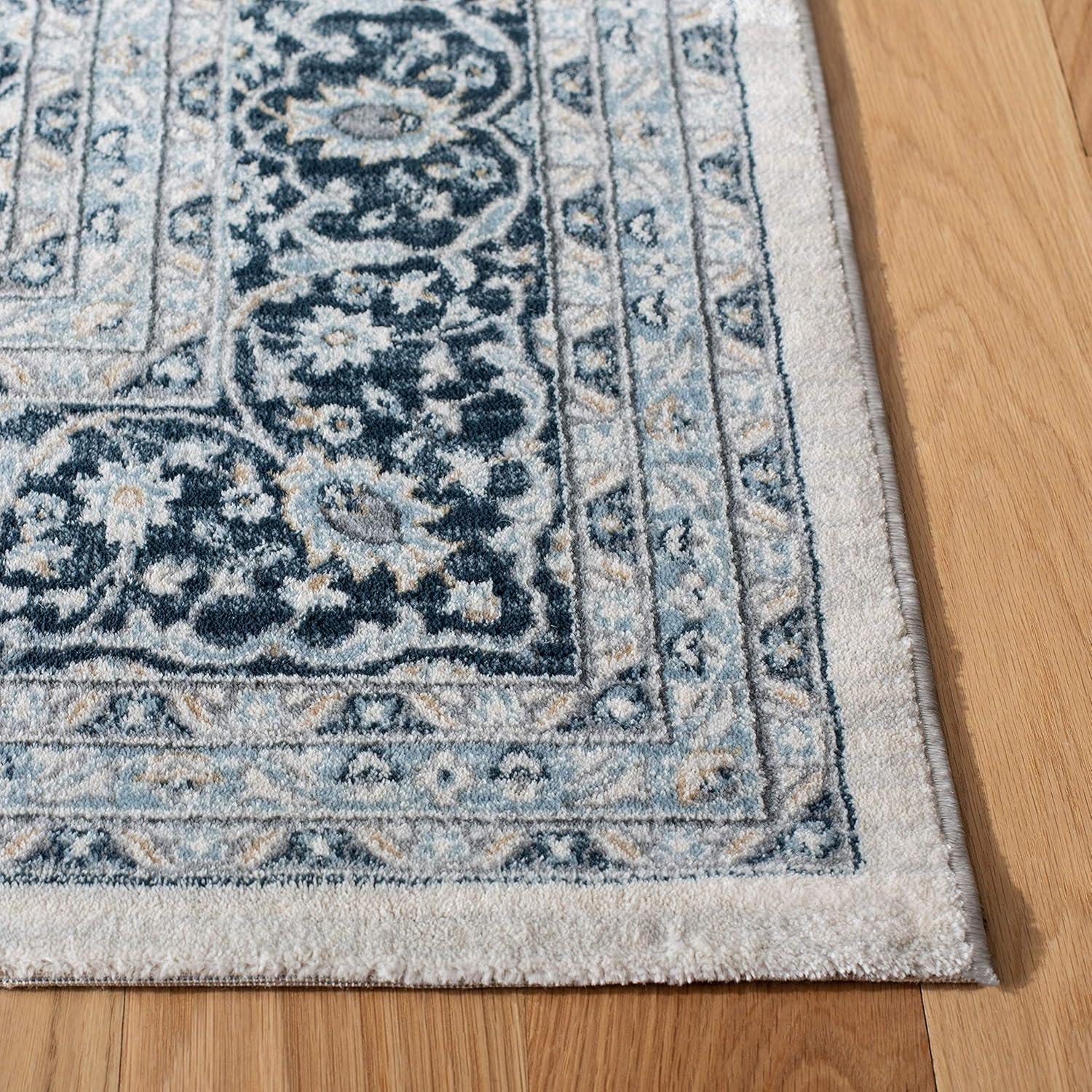 Isabella ISA919 Power Loomed Area Rug - Cream/Dark Blue - 6'7"x6'7" - Safavieh