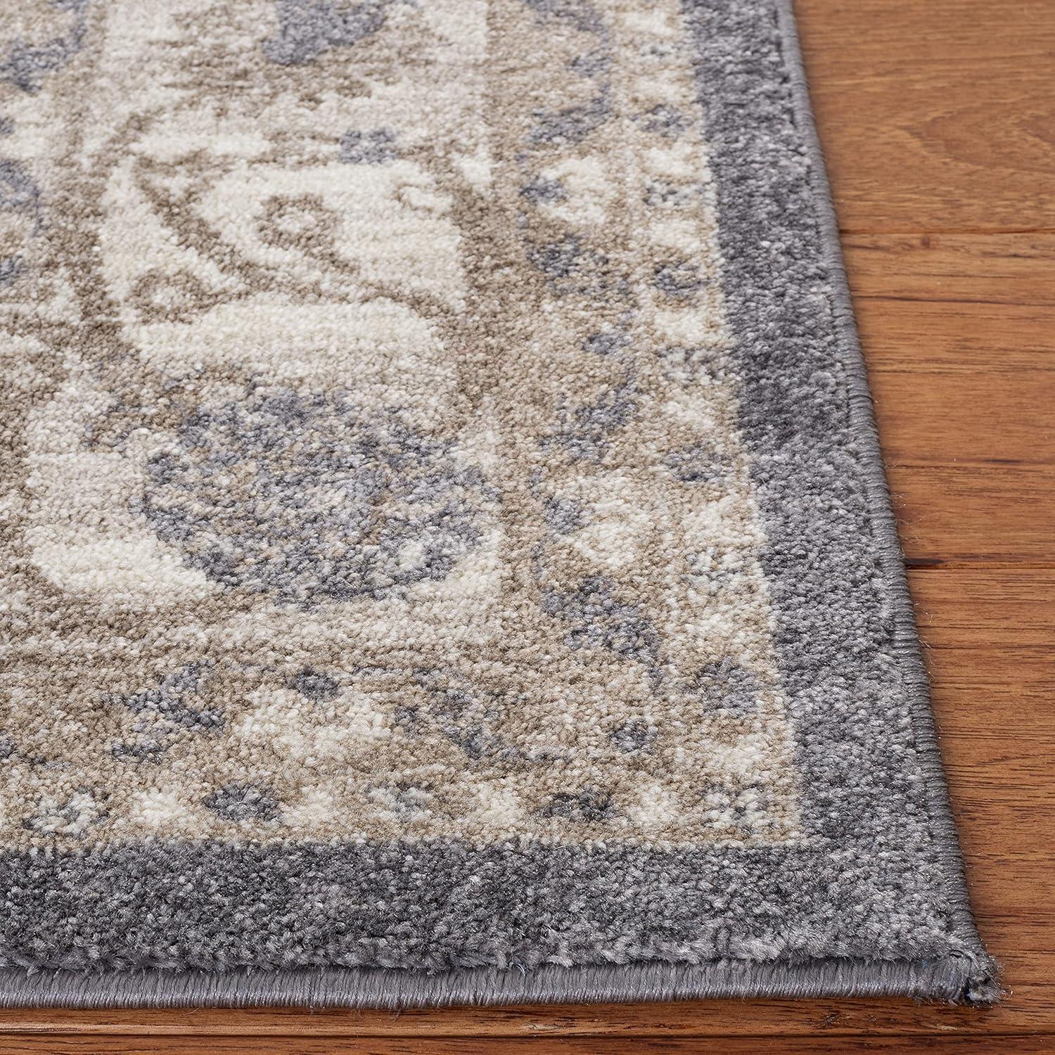 Elegant Grey and Beige Hand-Knotted Synthetic 2'2" x 8' Runner Rug