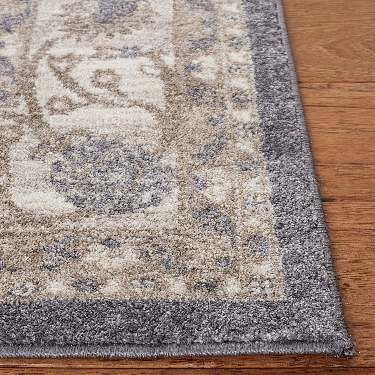 Sofia SOF378 Power Loomed Indoor Area Rug - Dark Grey/Beige - 6'7"x6'7" - Safavieh