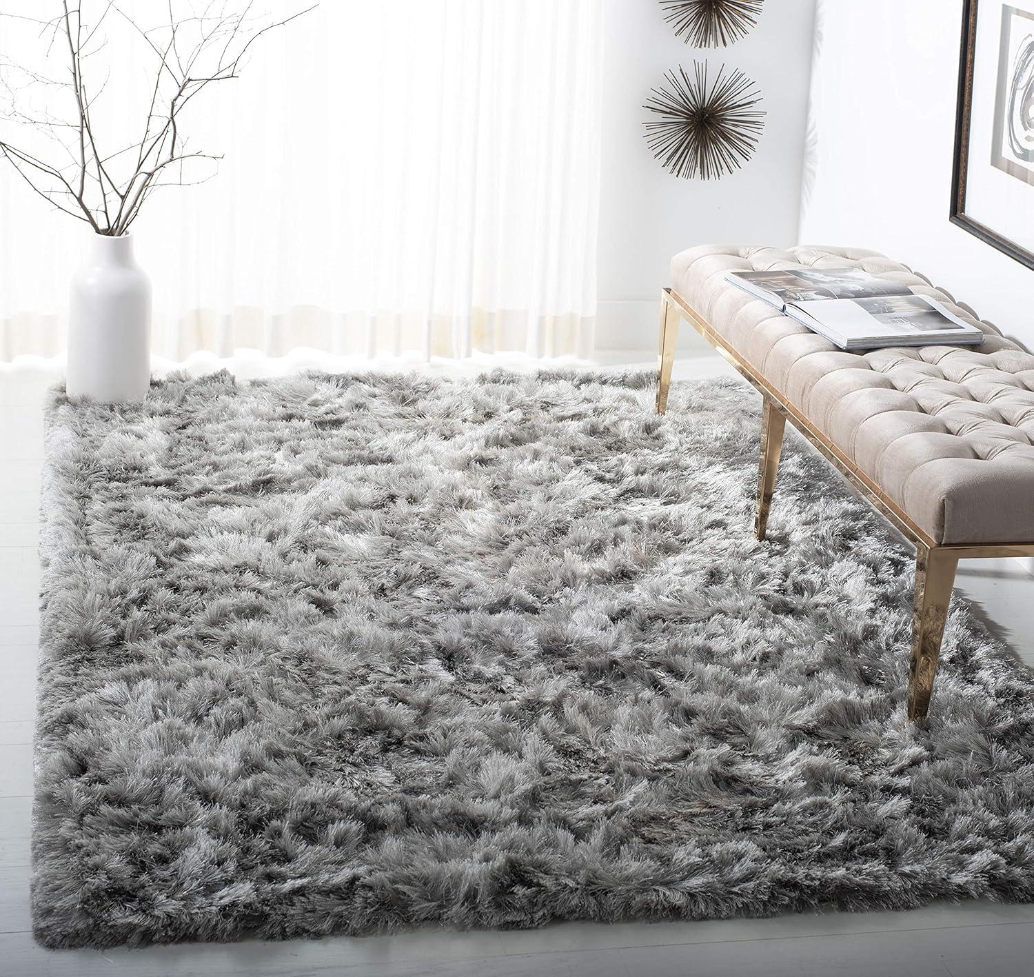 Ocean Shag OCG101 Hand Tufted Indoor Accent Rug - 4'x4' - Silver - Safavieh