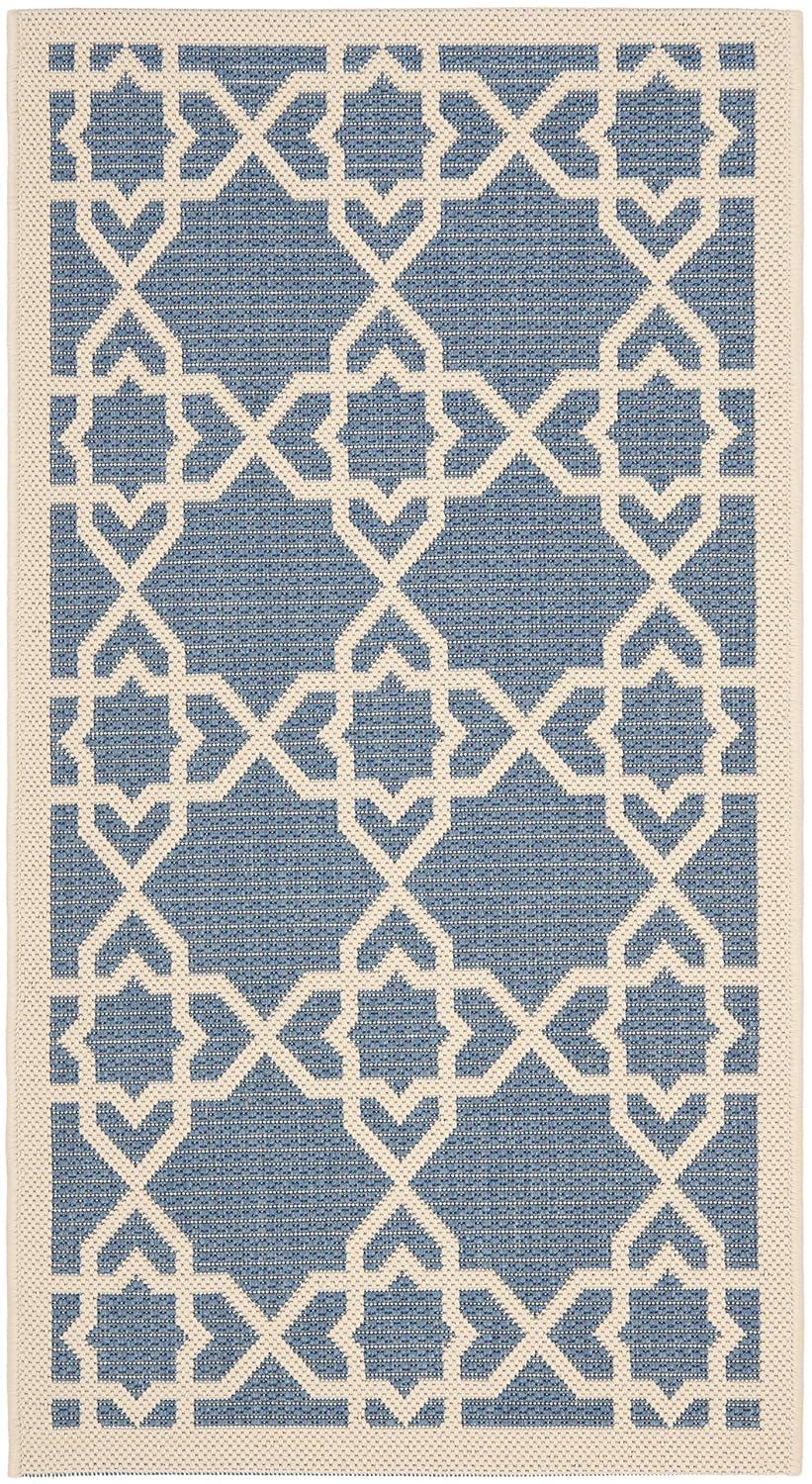 Courtyard CY6032 Power Loomed Indoor and Outdoor Accent Rug - Blue/Beige - 2'x3'7" - Safavieh