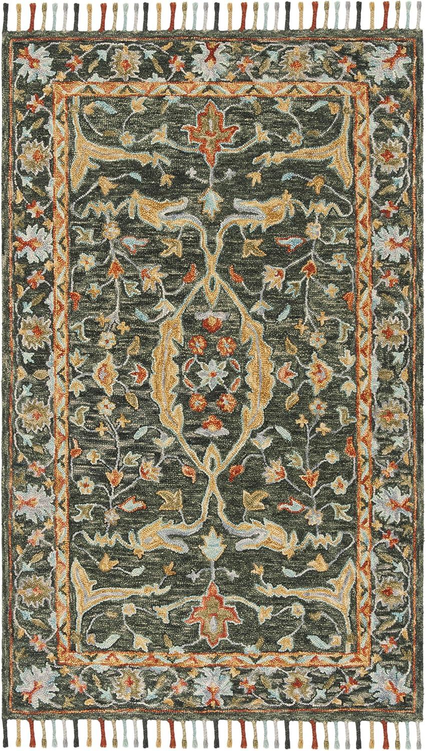 Aspen APN116 Hand Tufted Area Rug - Blue/Rust - 3' X 5' - Safavieh.