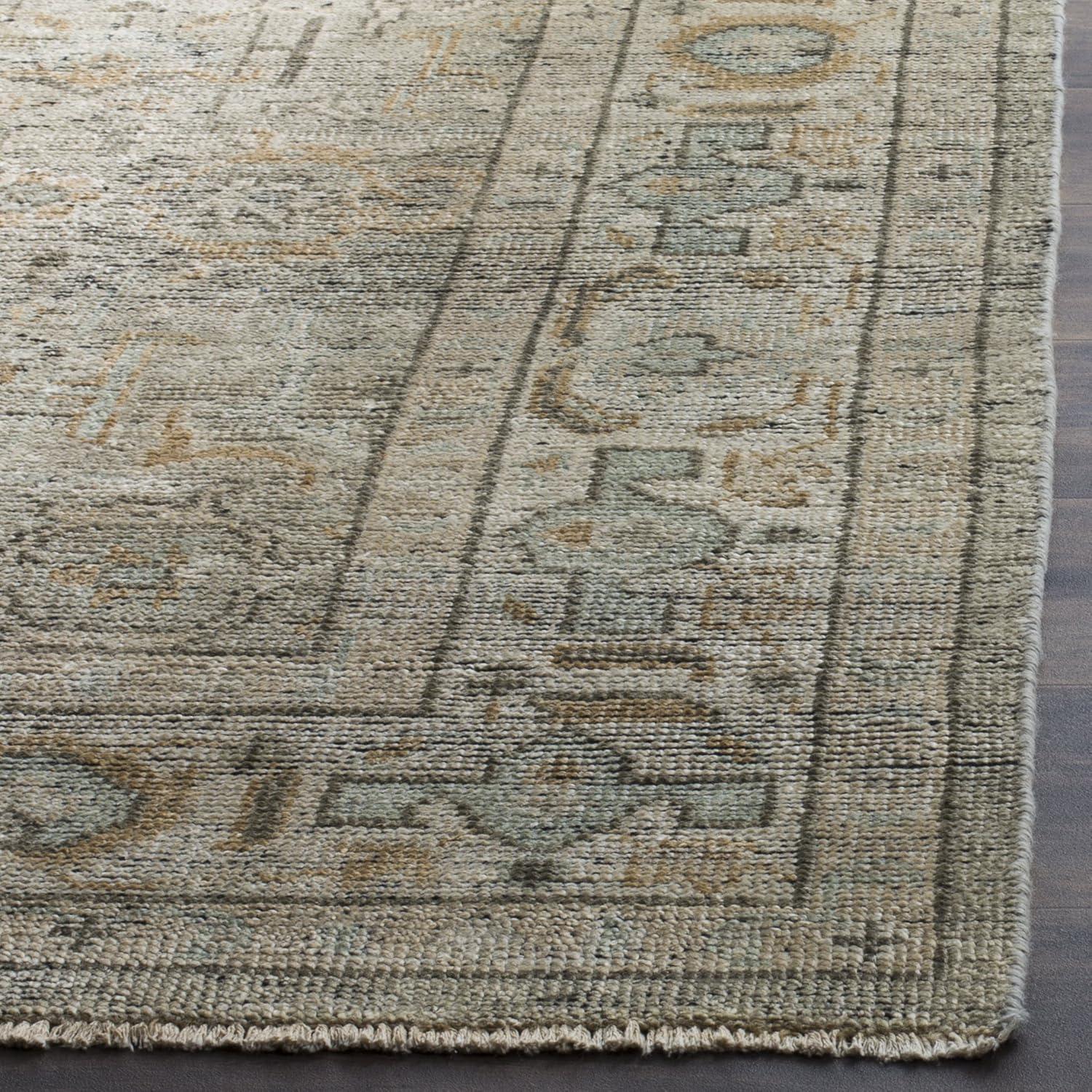 Izmir Blue and Brown Hand-Knotted Wool Area Rug 8' x 10'