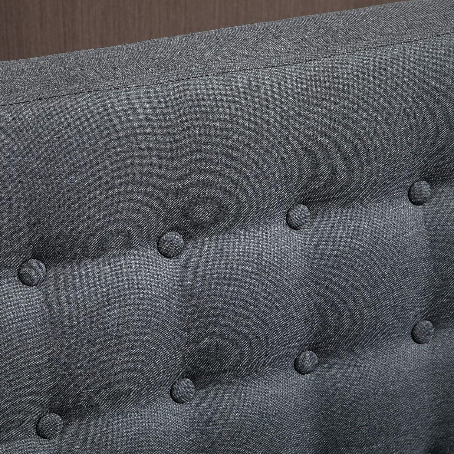 HOMCOM Linen Fabric Upholstery Double Sofa Tufted Loveseat Armless Couch Living Room Furniture with Wood Legs